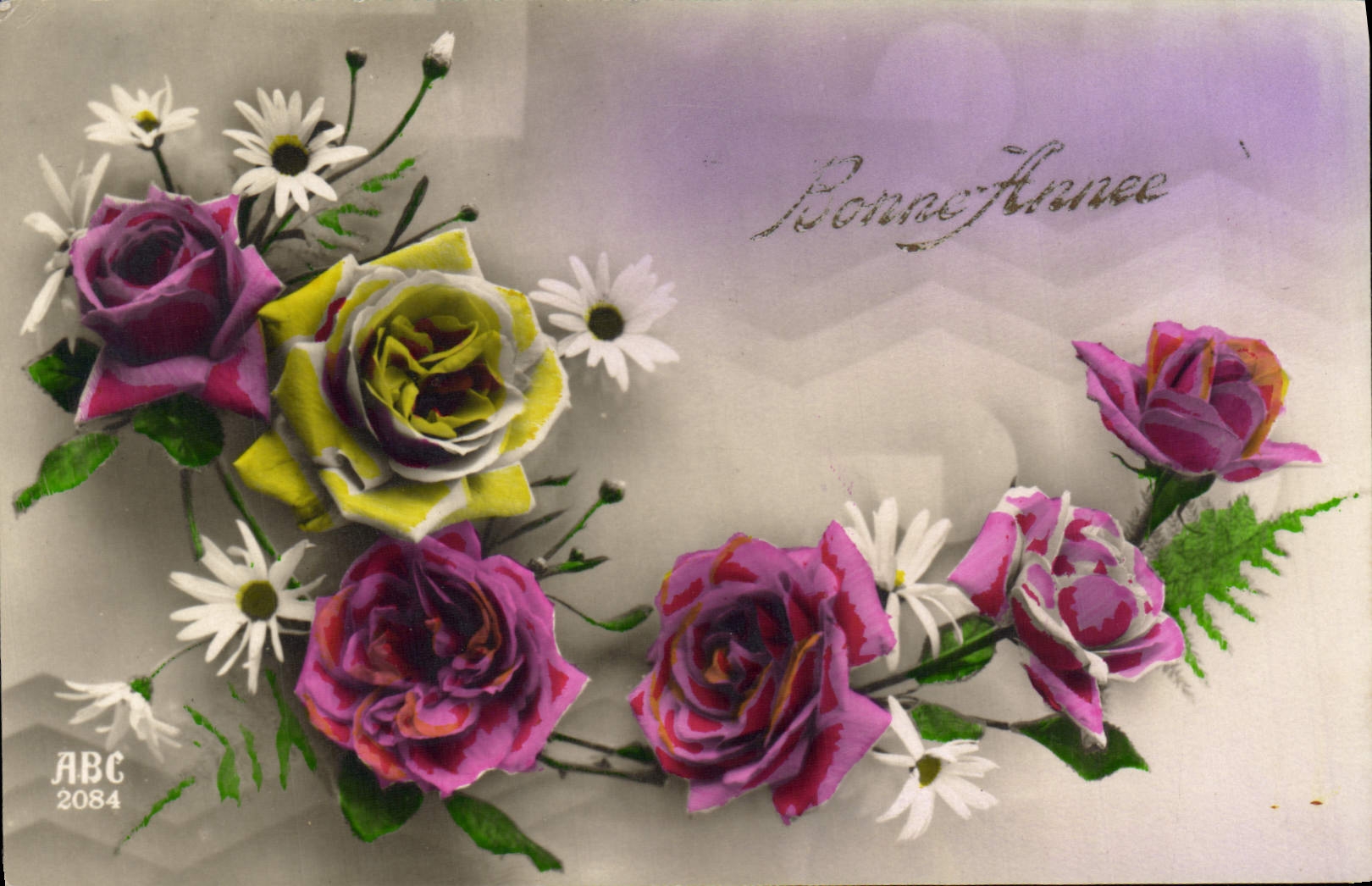 CPA Bonne Annee Fleurs