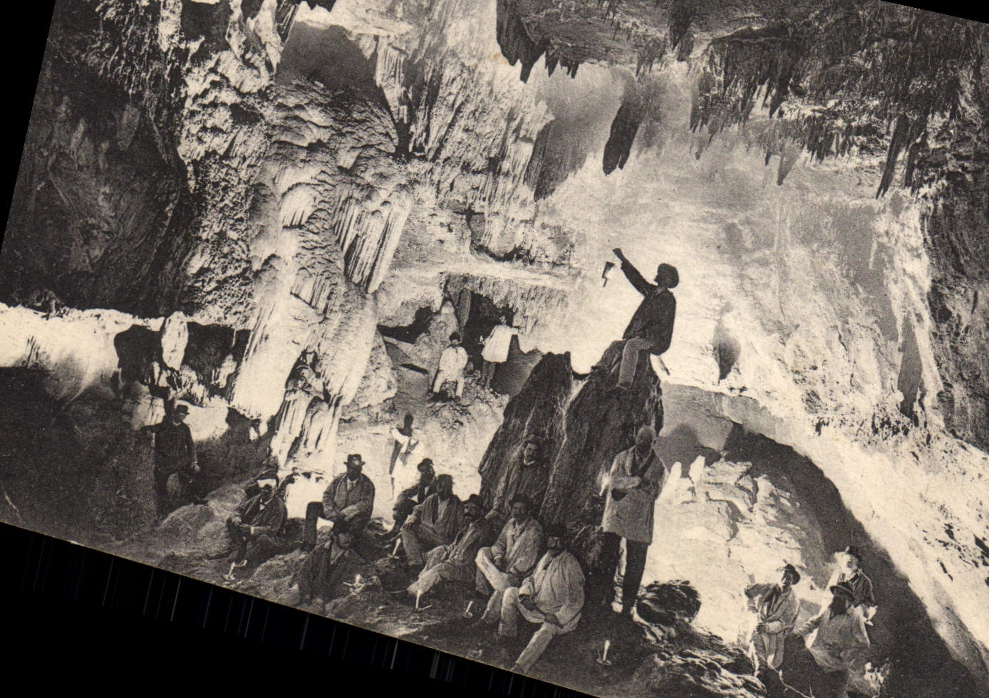 VINTAGE POSTCARD Caves Of Balme Room Of the Monks H Catch concessionary of the caves