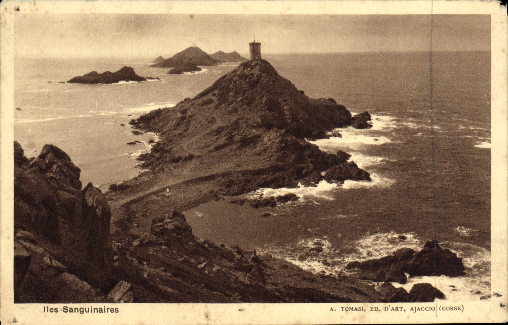 Islas sanguinarias de Córcega Ajacio de la POSTAL de la VENDIMIA
