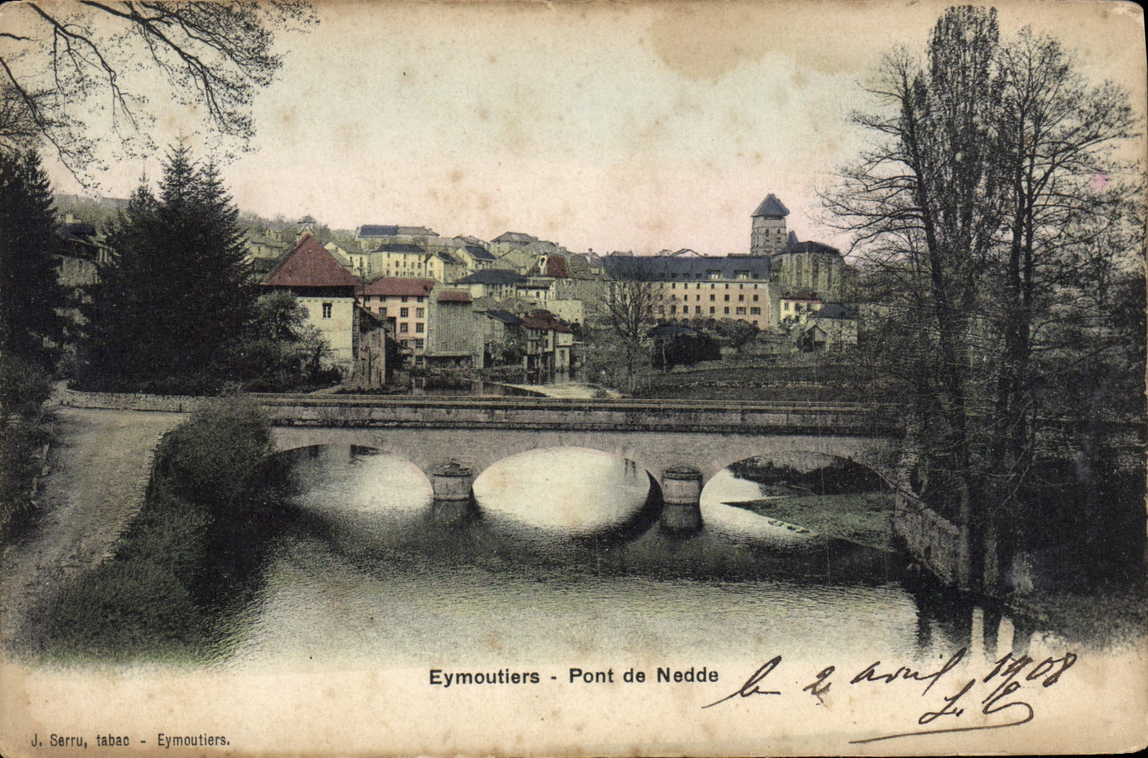 VINTAGE POSTCARD Eymoutiers Bridge De Nedde