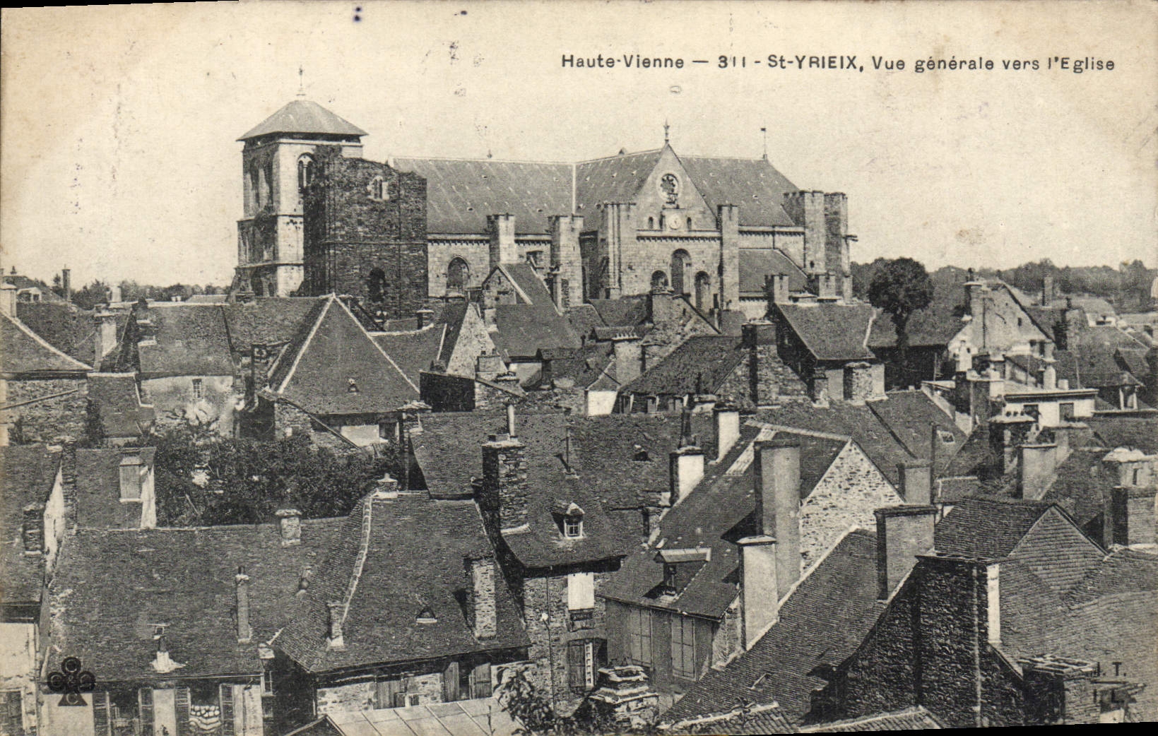 VINTAGE POSTCARD St Yrieix View View towards the church