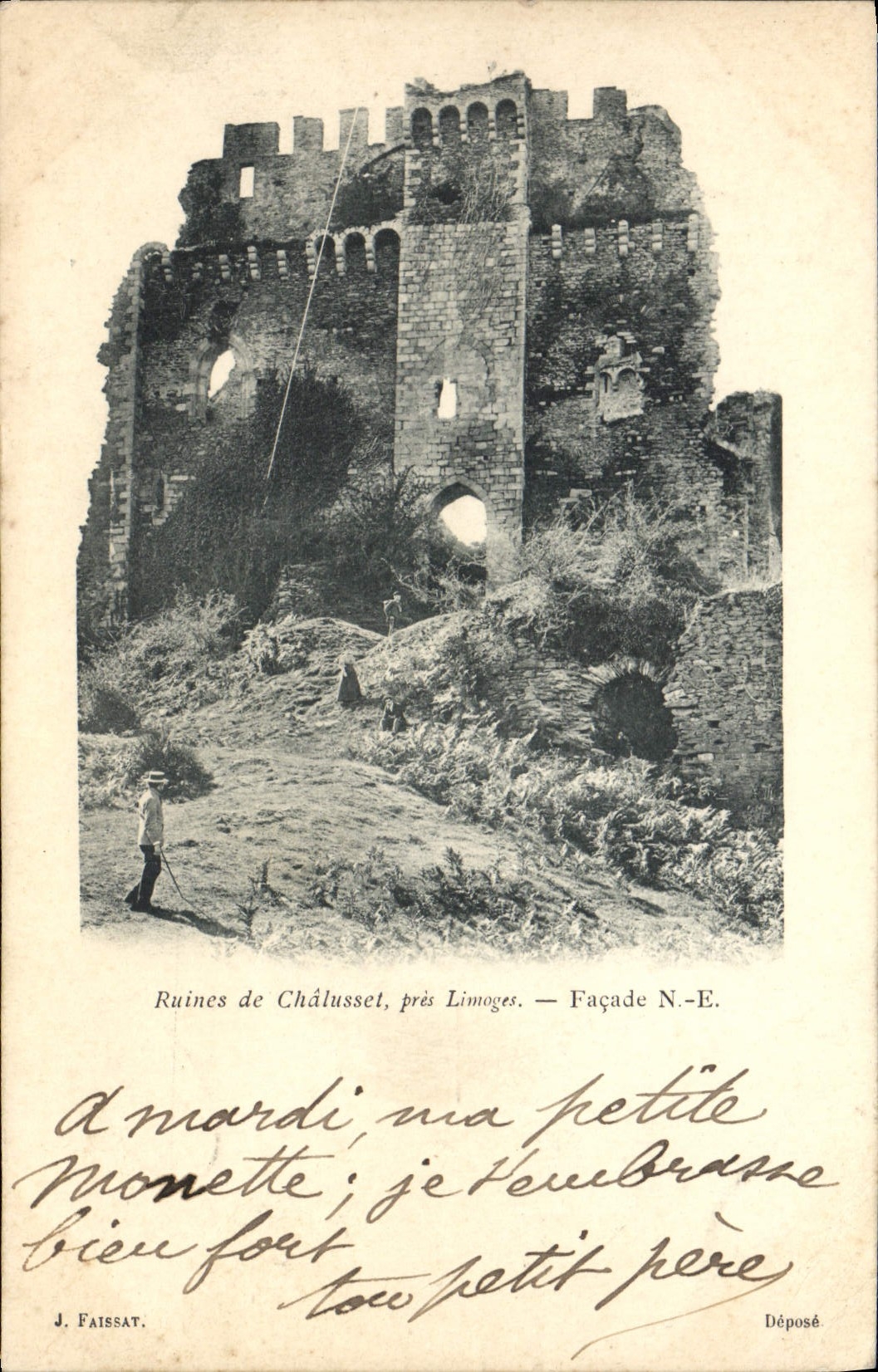 VINTAGE POSTCARD Ruins De Chalusset Close Limoges Frontage