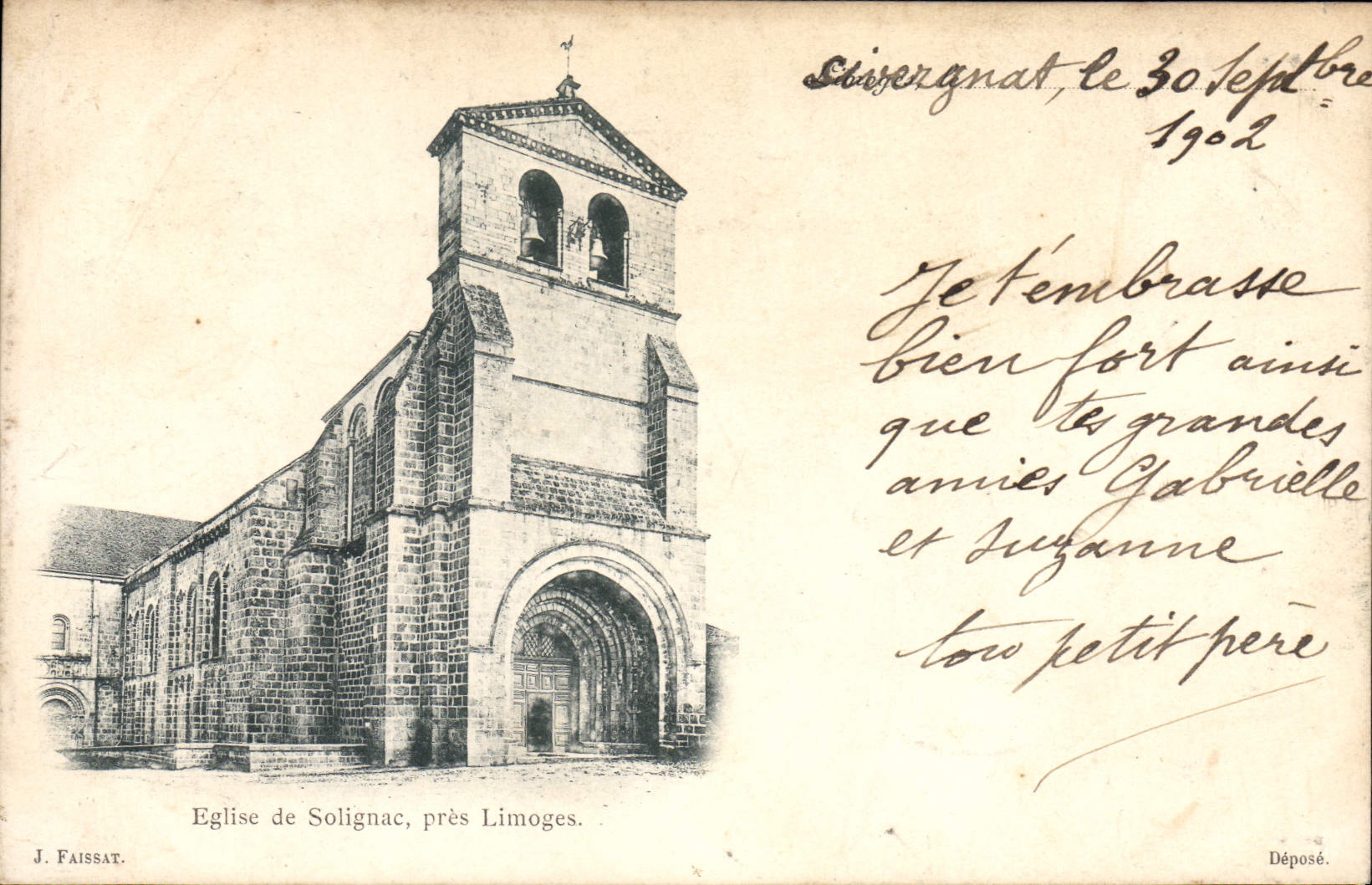 VINTAGE POSTCARD Church De Solignac Close Limoges