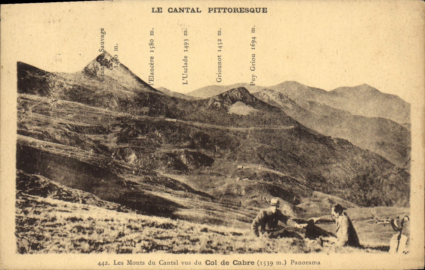 VINTAGE POSTCARD the Picturesque Cantal the Mounts of the Cantal seen of the collar of Pulls up Panorama