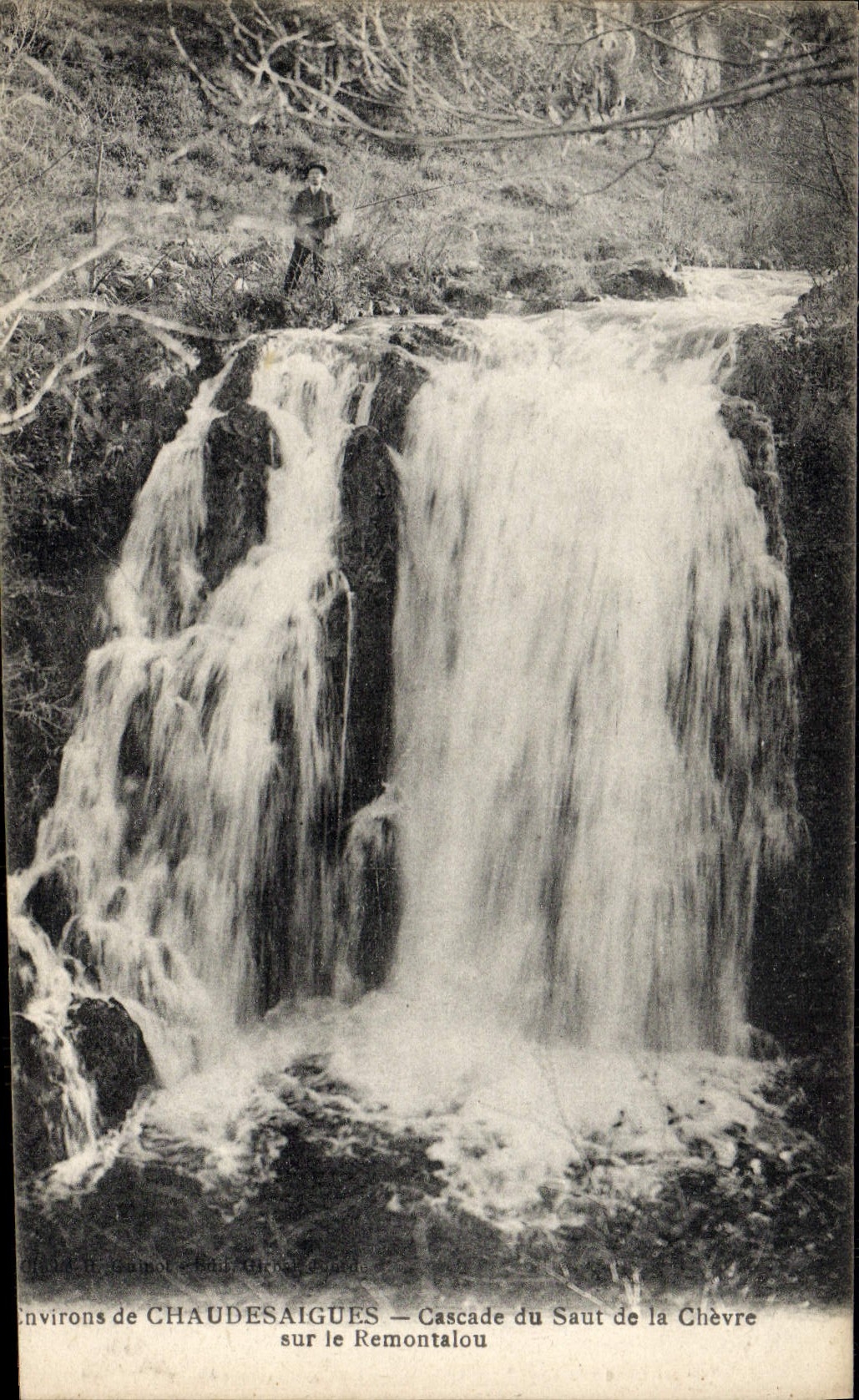 VINTAGE POSTCARD Chaudesaigues Cascades Of the Jump Of the Goat on Remontalou