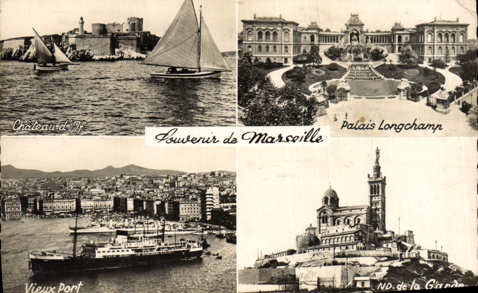 CPM Marseille Chateau d'If Vieux port Palais Longchamp ND de la Garde