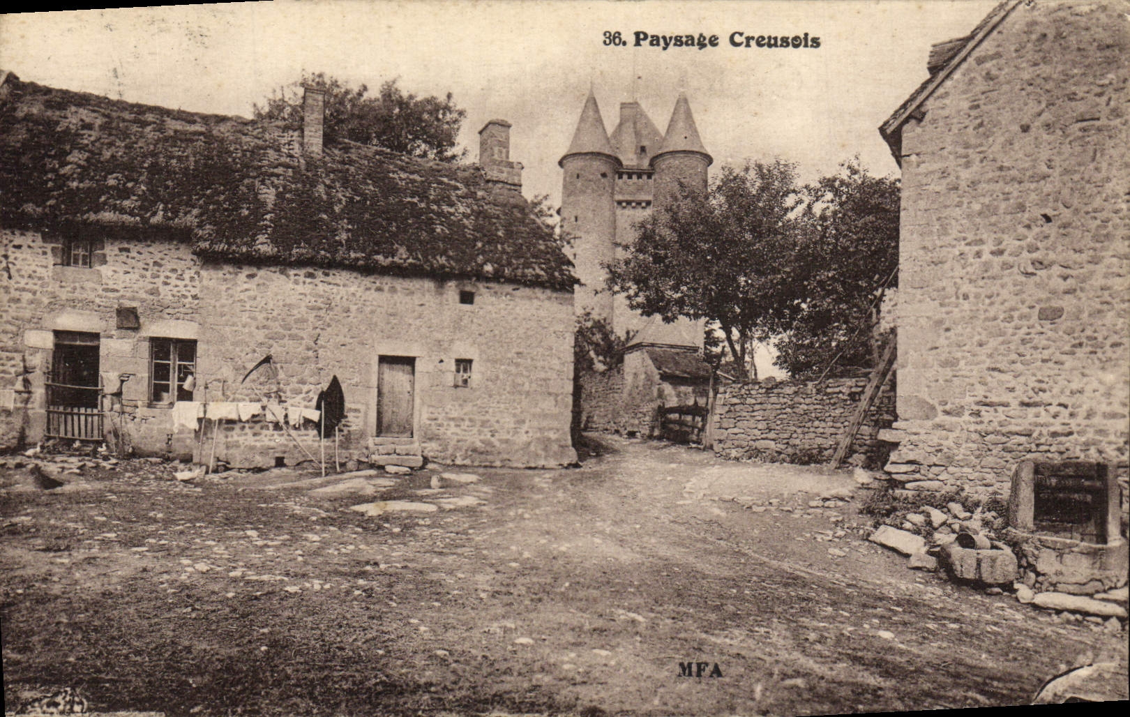VINTAGE POSTCARD Creusois Landscape