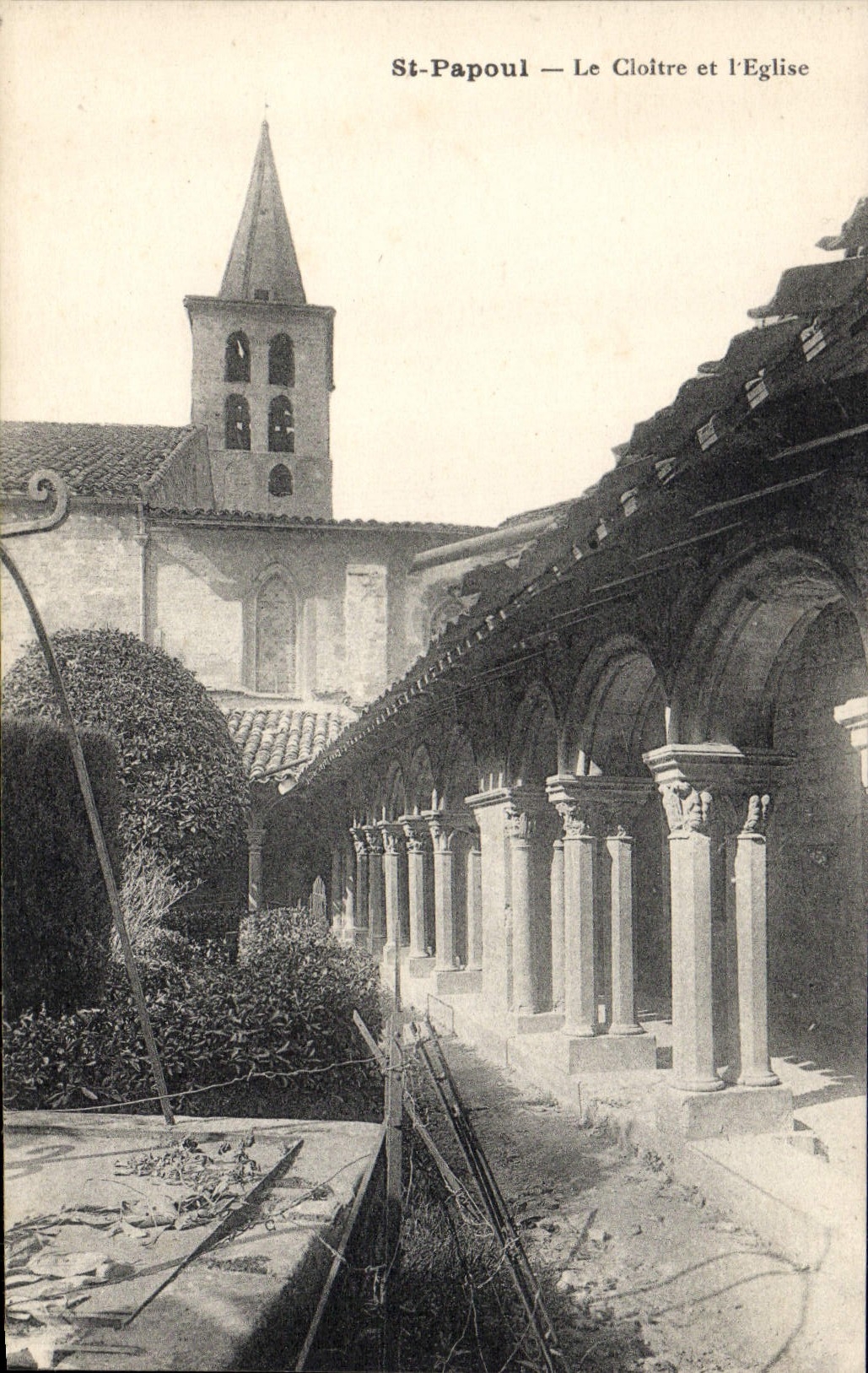 VINTAGE POSTCARD St Papoul the Cloister and the Church