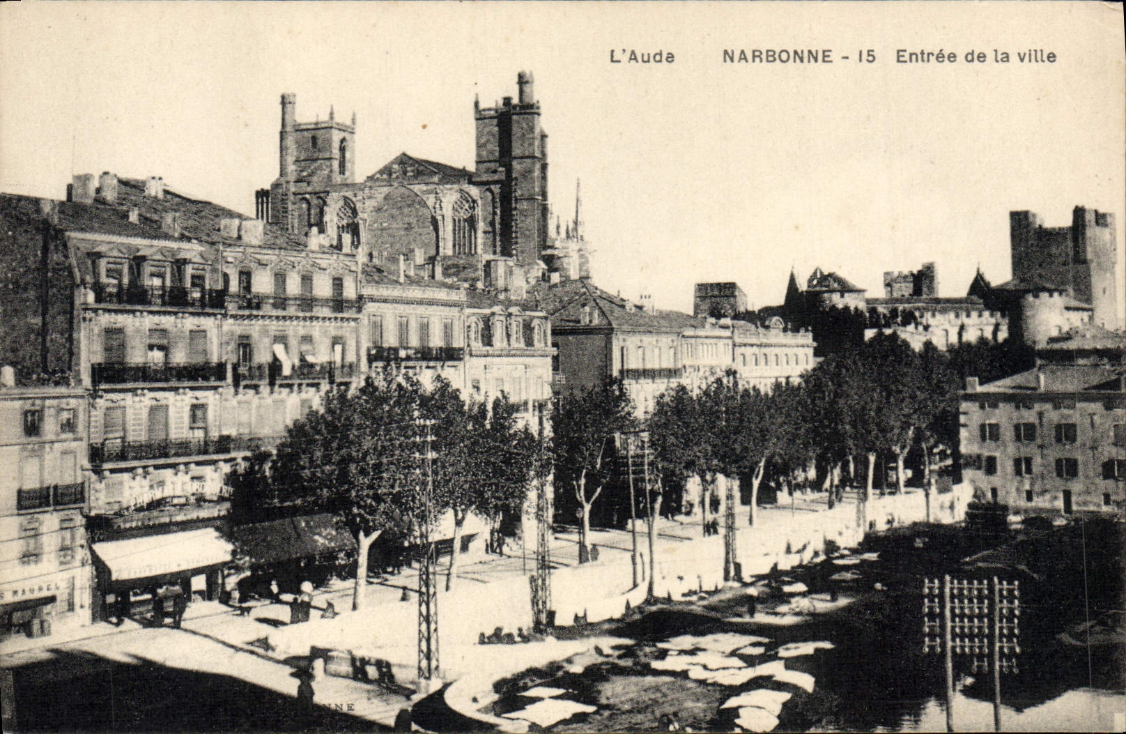 POSTAL Narbonne de la VENDIMIA entrado de la ciudad