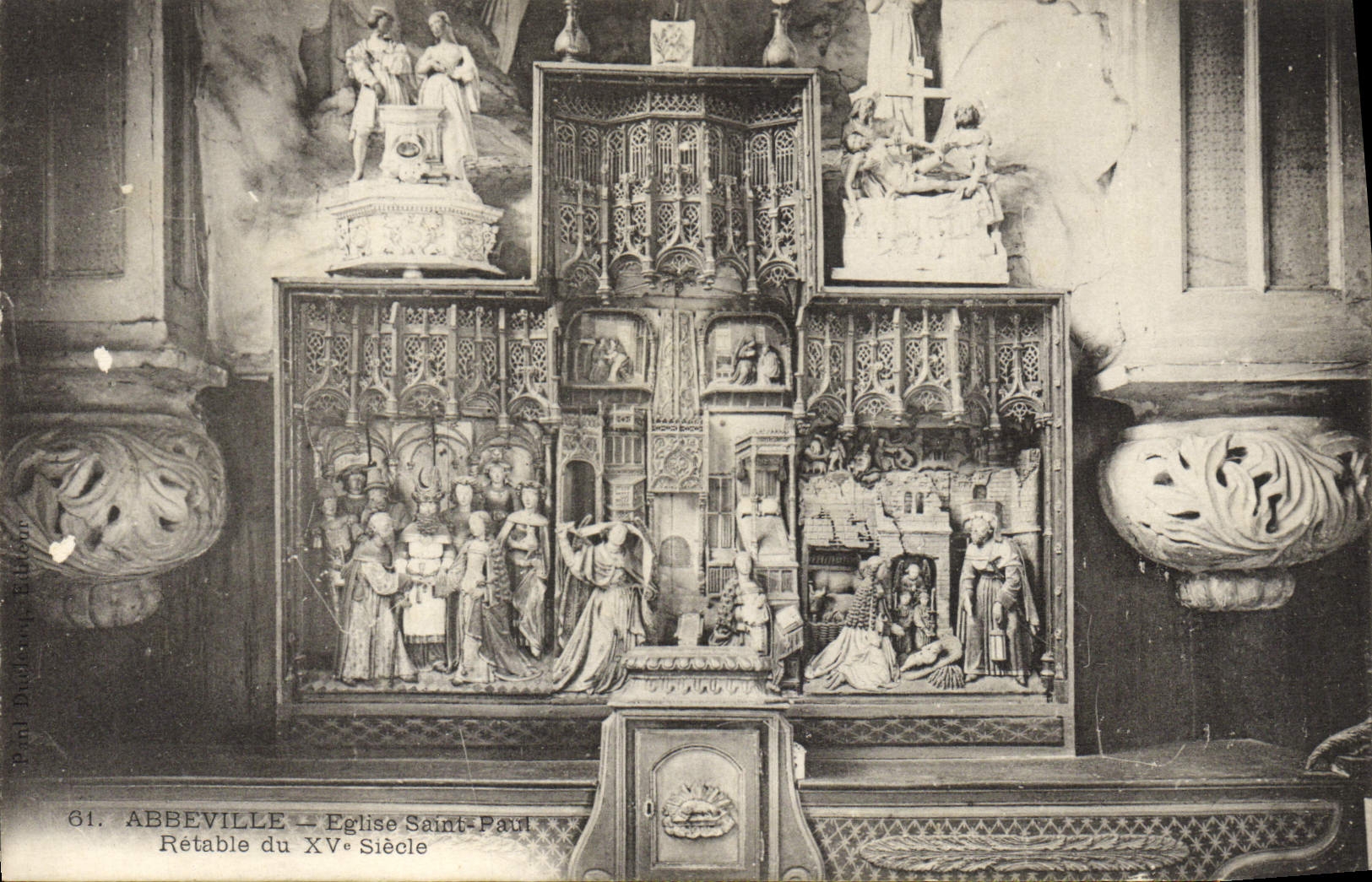 VINTAGE POSTCARD Abbeville Church Saint Paul Retable of the XV E century