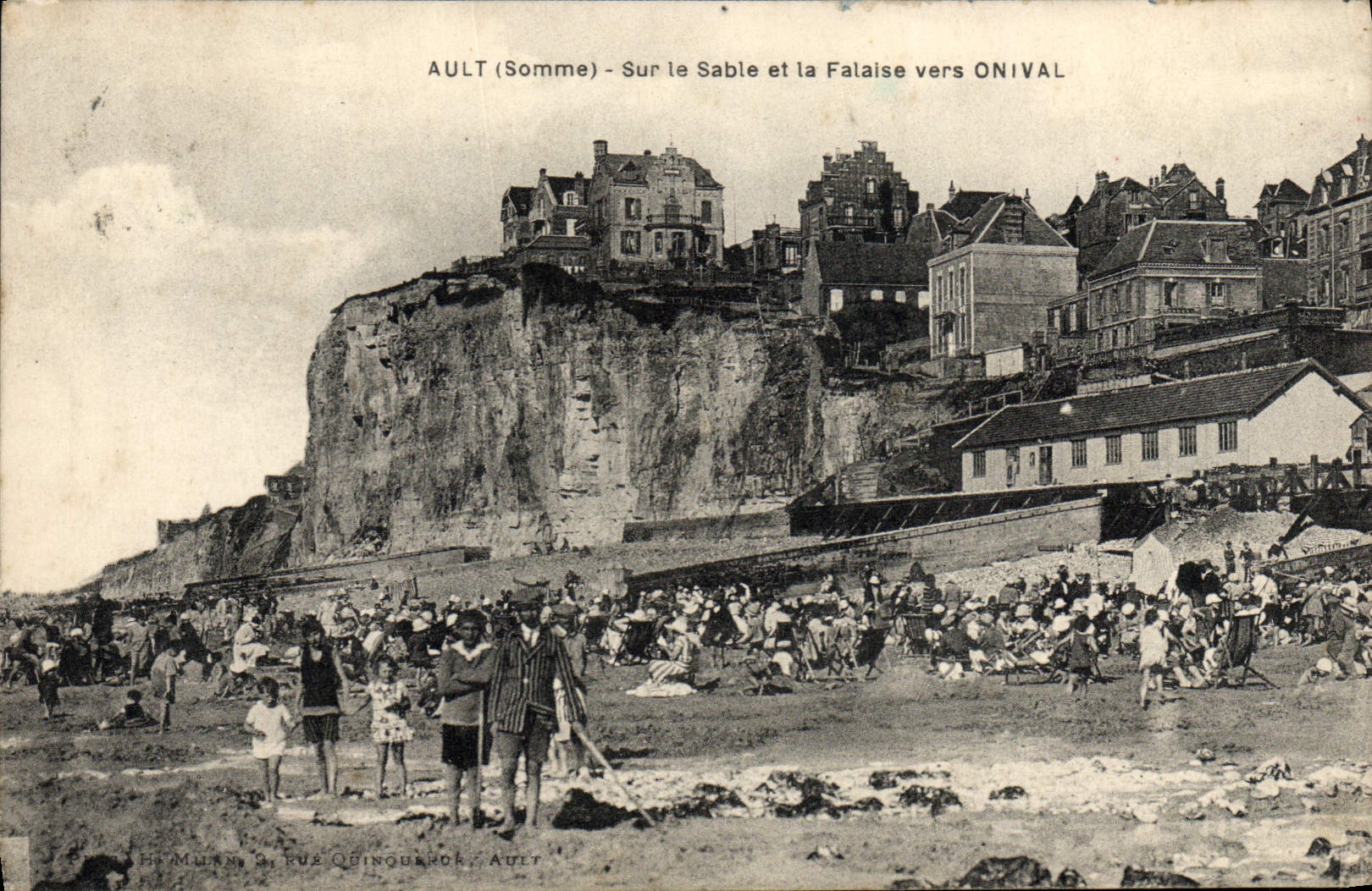VINTAGE POSTCARD Ault On Sand and Cliff towards Onival