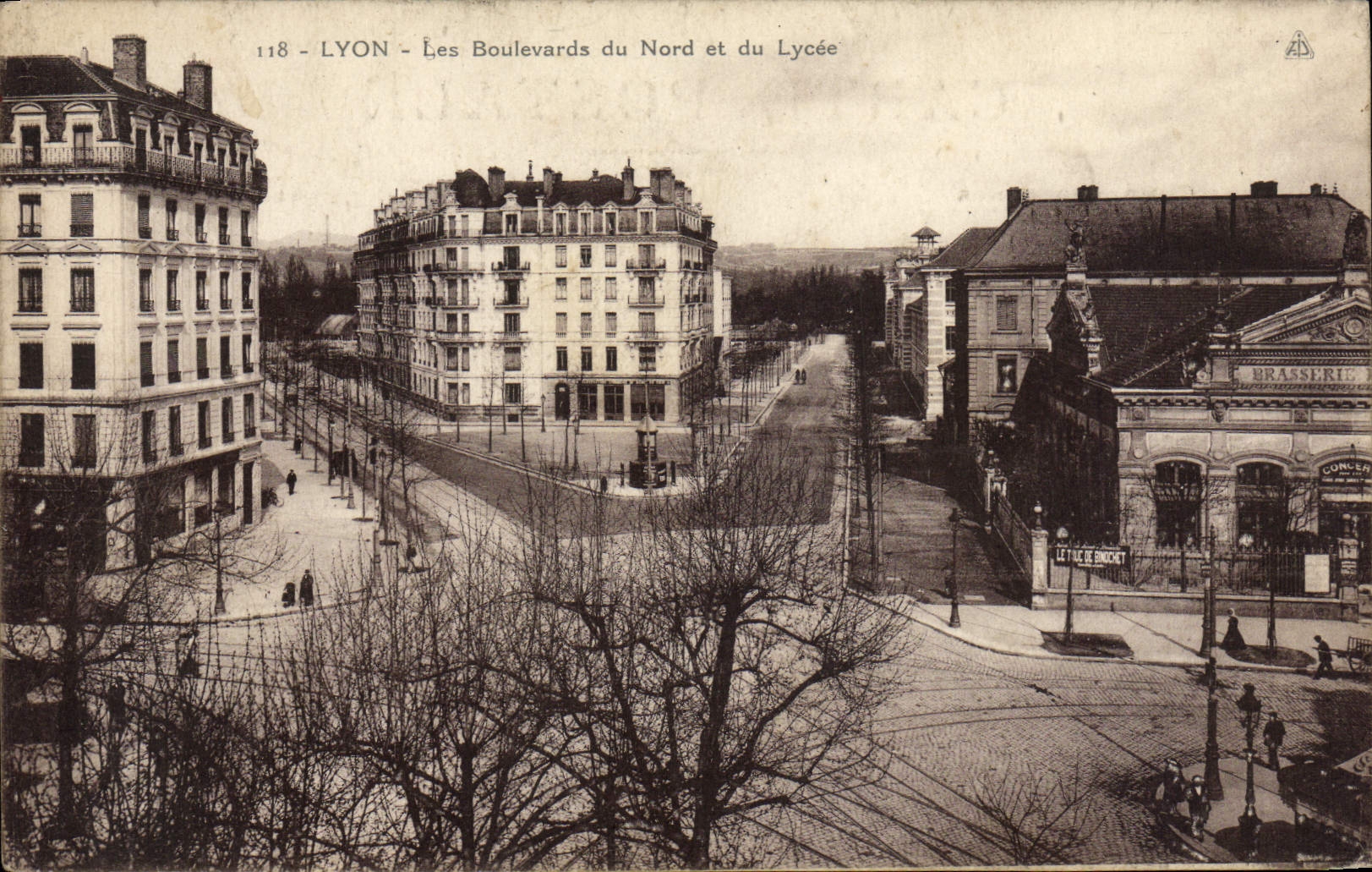 Bulevares de Lyon de la POSTAL de la VENDIMIA del norte y de la universidad