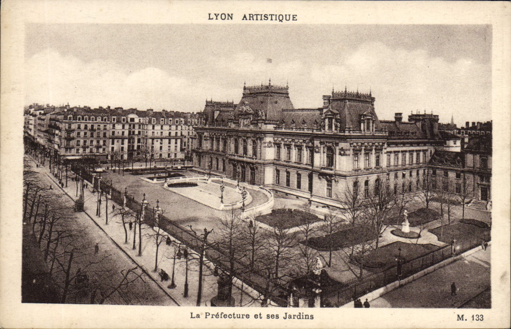 VINTAGE POSTCARD Artistic Lyon prefecture and its gardens