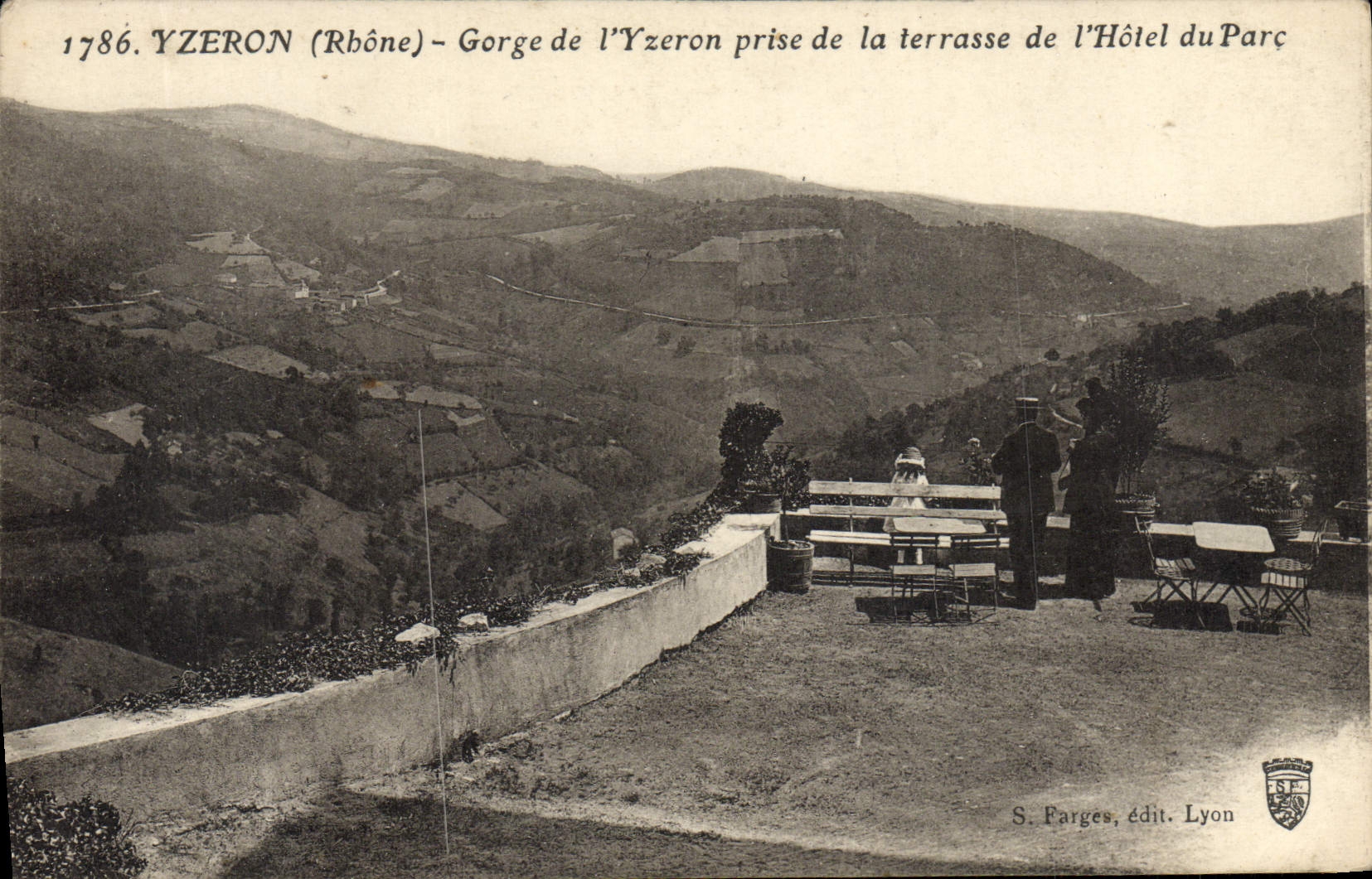 VINTAGE POSTCARD Yzeron Falls of Yzeron taken of the terrace of the Hotel of the Park