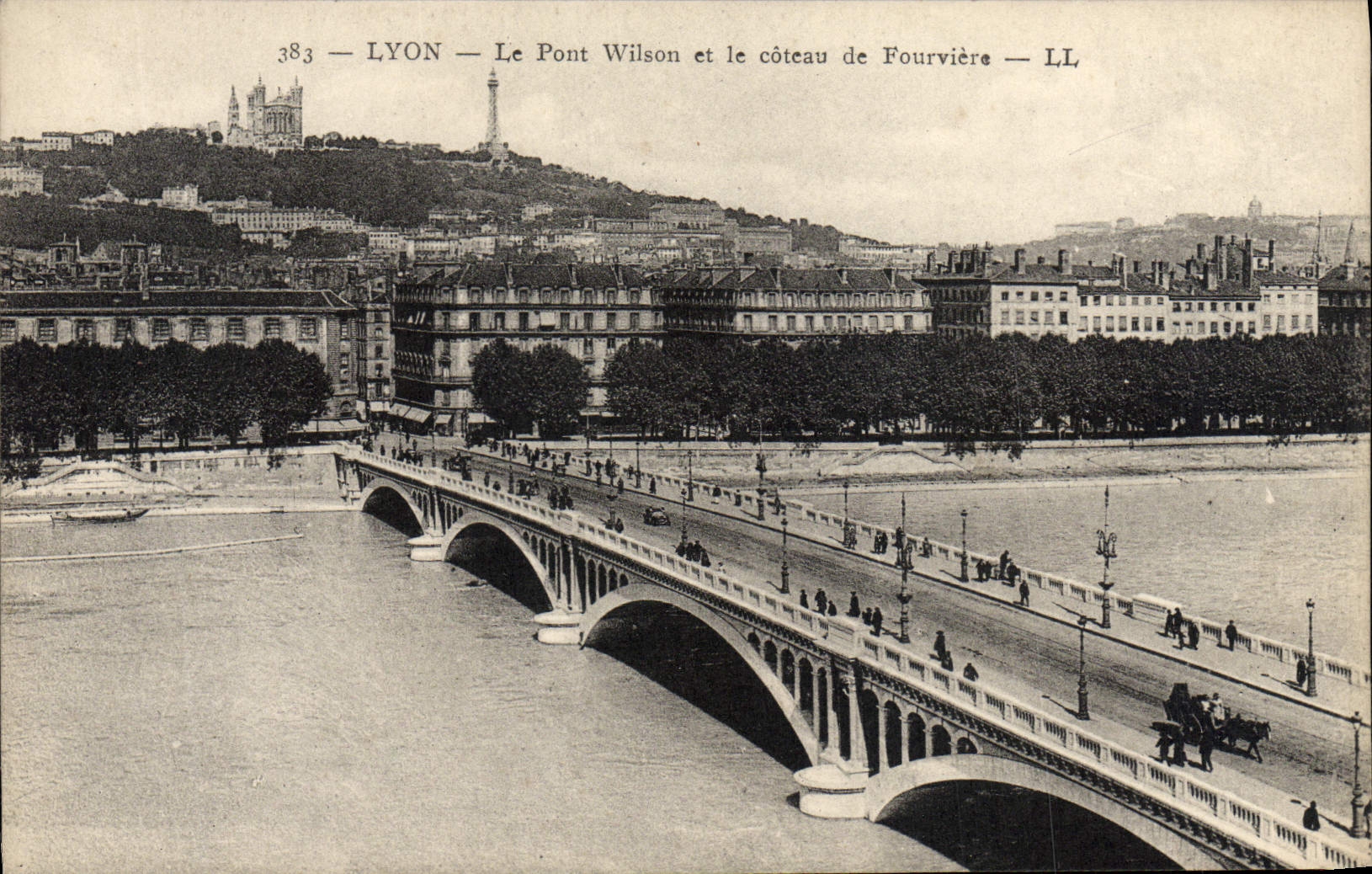 VINTAGE POSTCARD Lyon the Wilson Bridge and the Slope of Fourviere