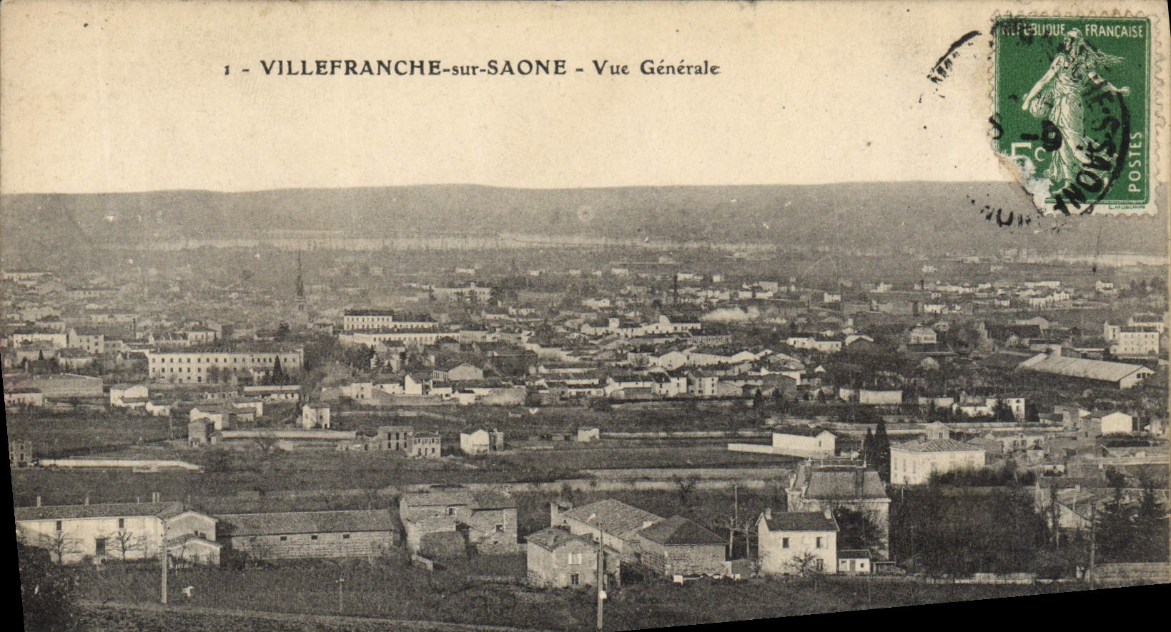 VINTAGE POSTCARD Villefranche On the Saone View