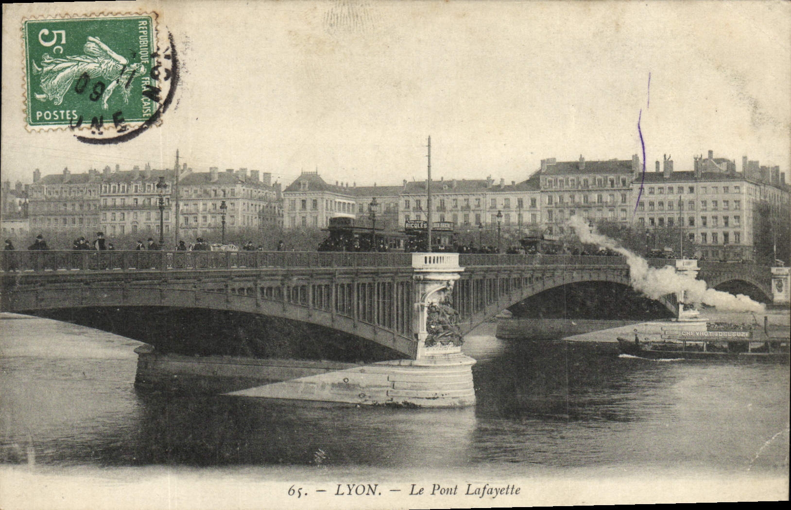 POSTAL Lyon de la VENDIMIA el puente de Lafayette