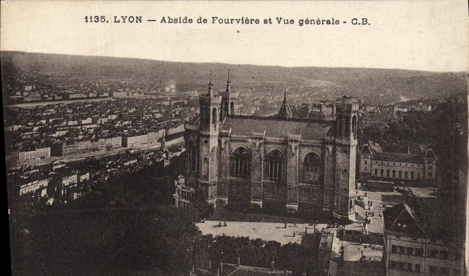 VINTAGE POSTCARD Lyon Apse of Fourviere and View
