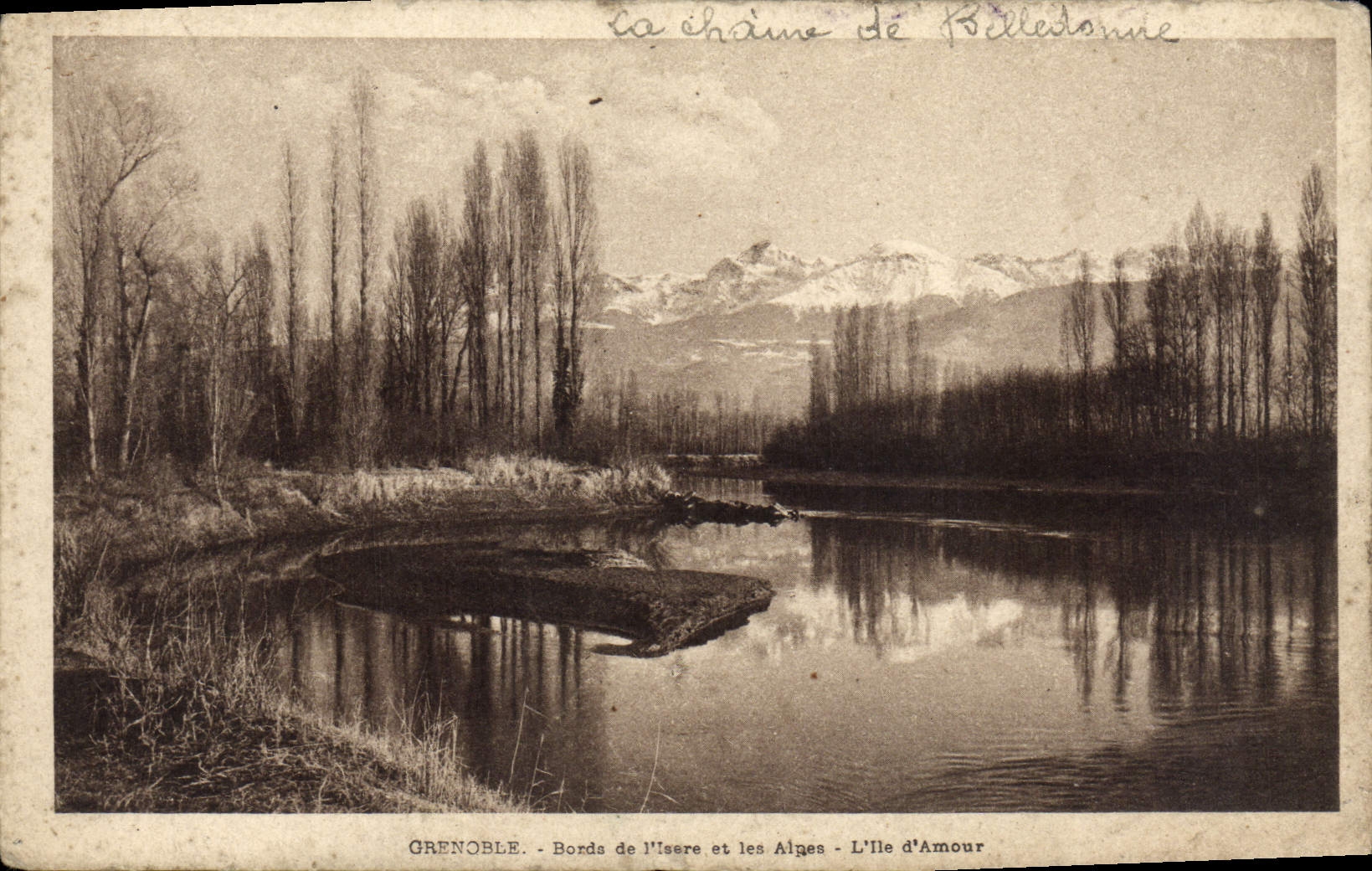 Bordes de Grenoble de la POSTAL de la VENDIMIA de Isere y de las montan@as la isla del amor