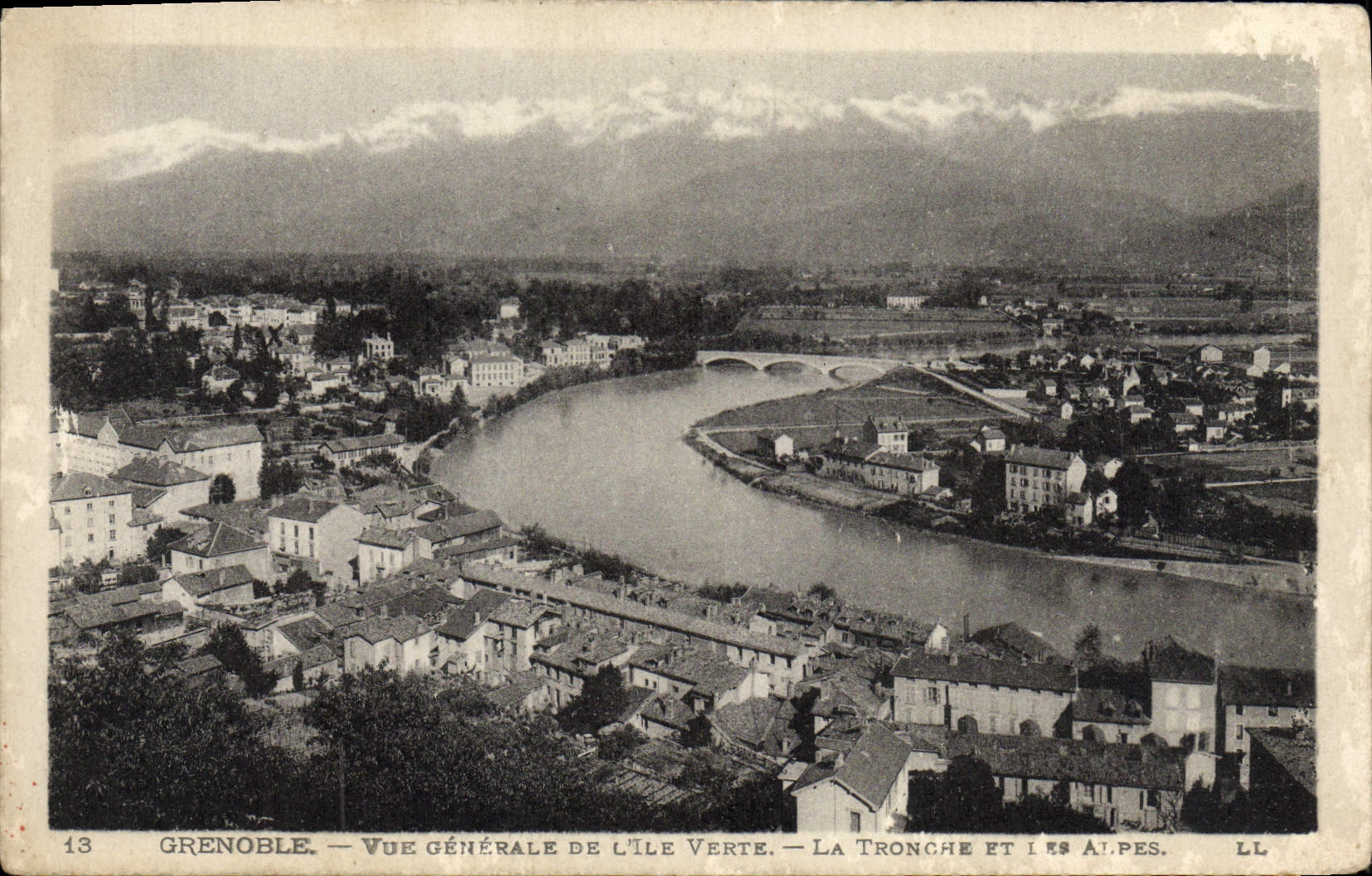 CPA Grenoble Vue Generale De L'Ile Verte La Tronche et les Alpes