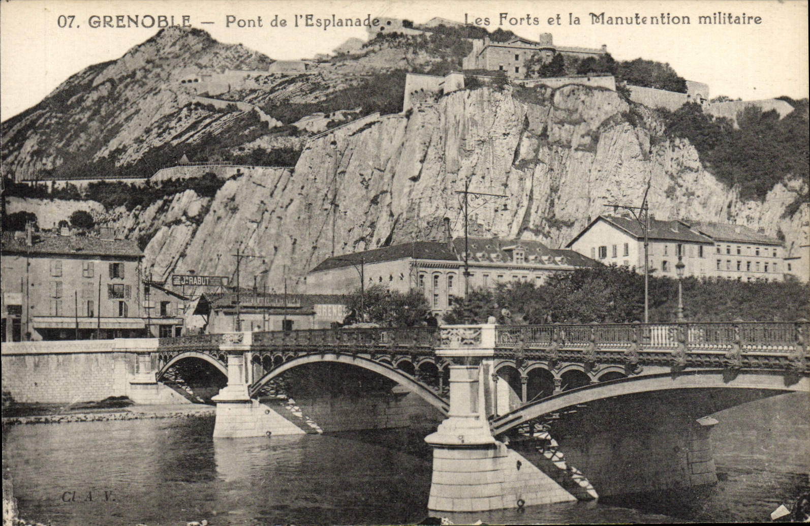 CPA Grenoble Pont de L'Esplanade Les Forts et la manutention militaire