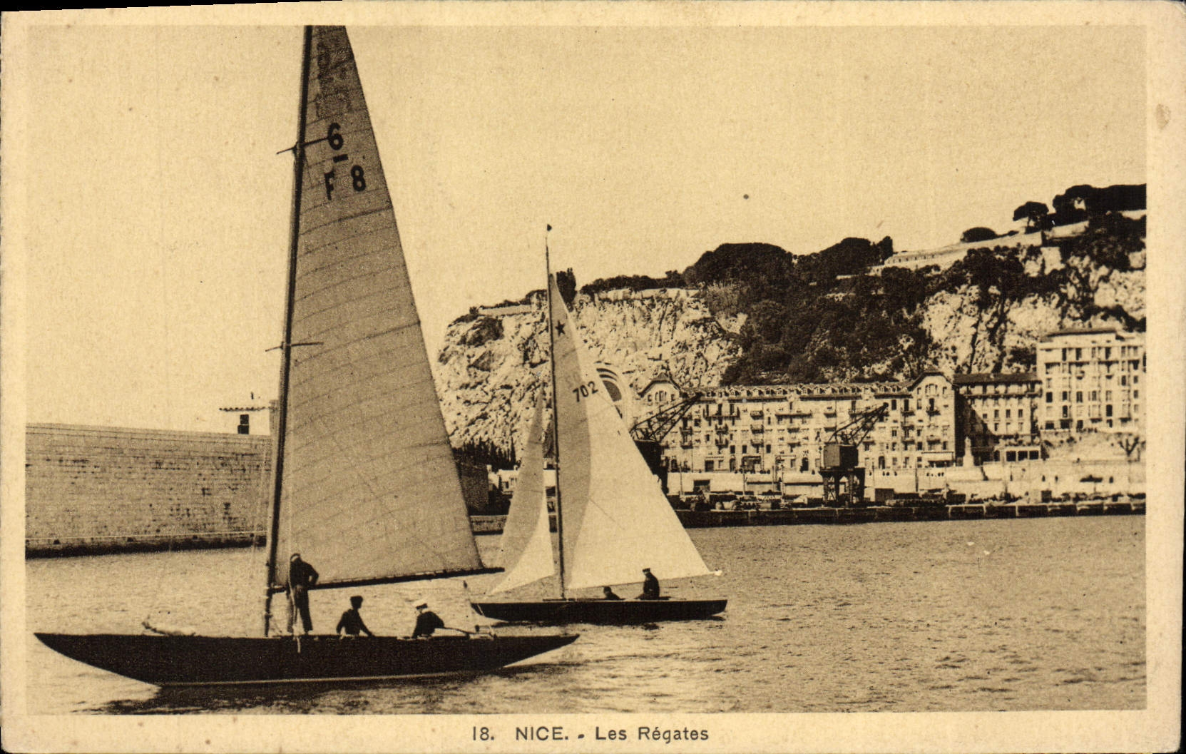 POSTAL de la VENDIMIA Niza los barcos de los Regattas