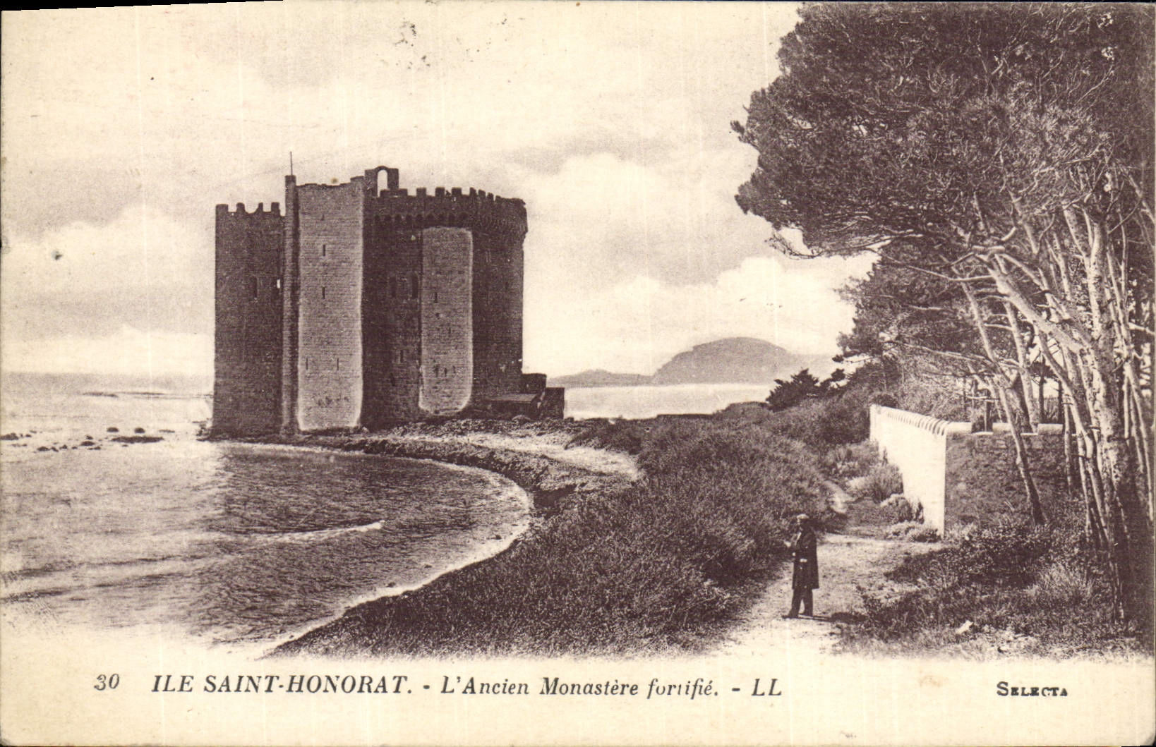 VINTAGE POSTCARD Ile Holy Saint Honorat the Old Monastery strengthens