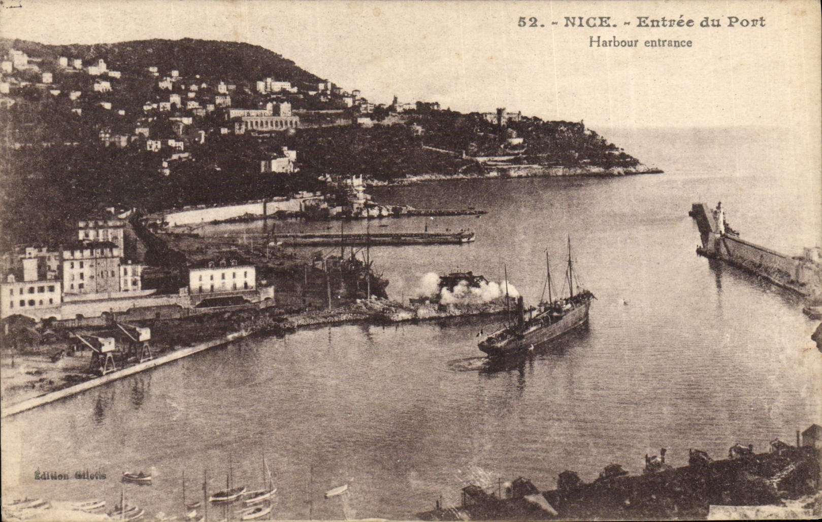 Niza entrada POSTAL de la VENDIMIA del barco portuario