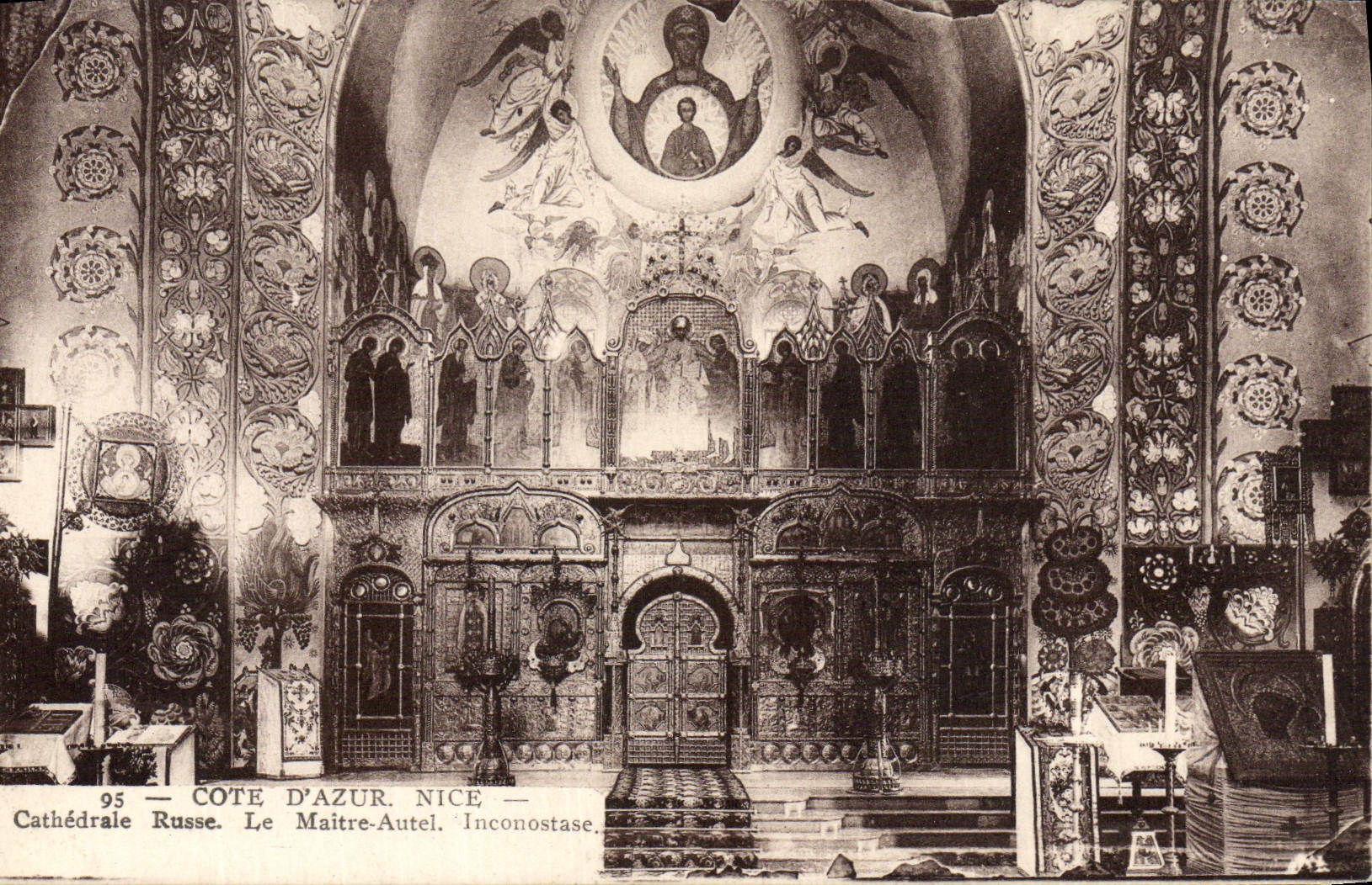 Catedral rusa de la POSTAL de la VENDIMIA Niza el puente principal Inconostase Rusia Rusia del horno