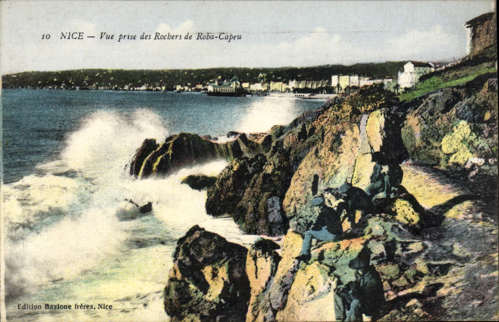 POSTAL de la VENDIMIA Niza vista de las rocas de Capeu envuelto