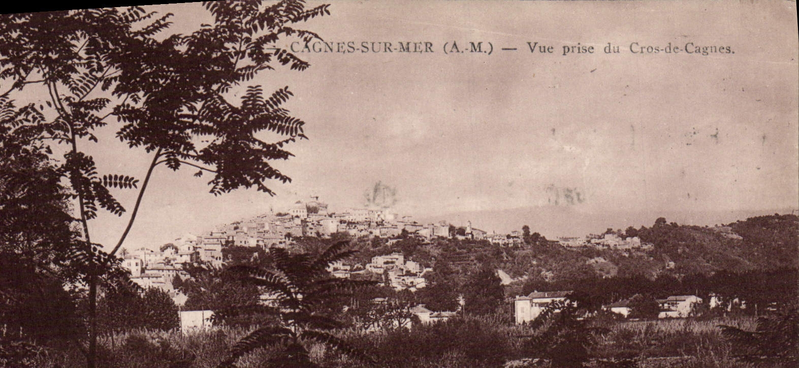VINTAGE POSTCARD Cagnes on Sea Seen from of the Cross-country race of Cagnes