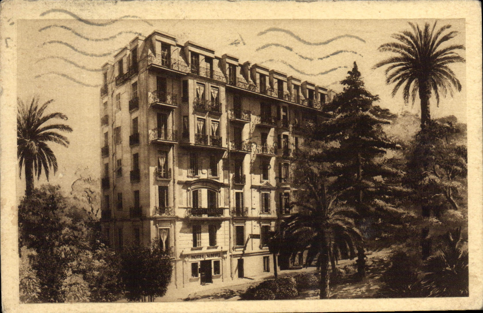 VINTAGE POSTCARD Hotel Alberti Street Nice