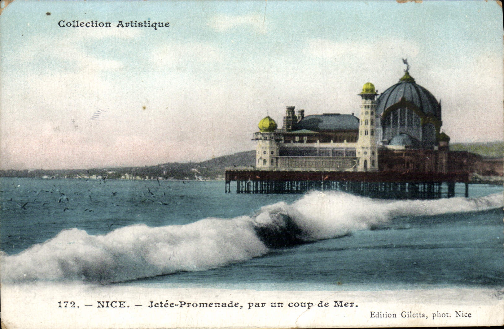 CPA Nice Jetee Promenade Par un Coup de Mer