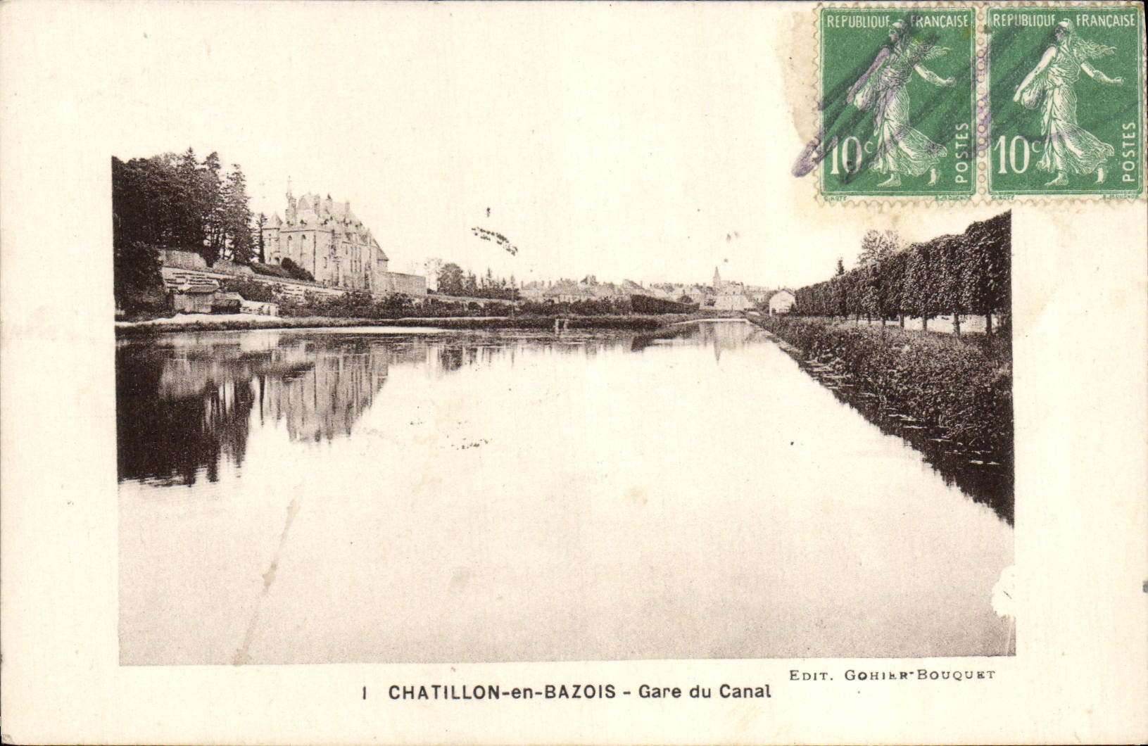 VINTAGE POSTCARD Chatillon in Bazois Parks Canal