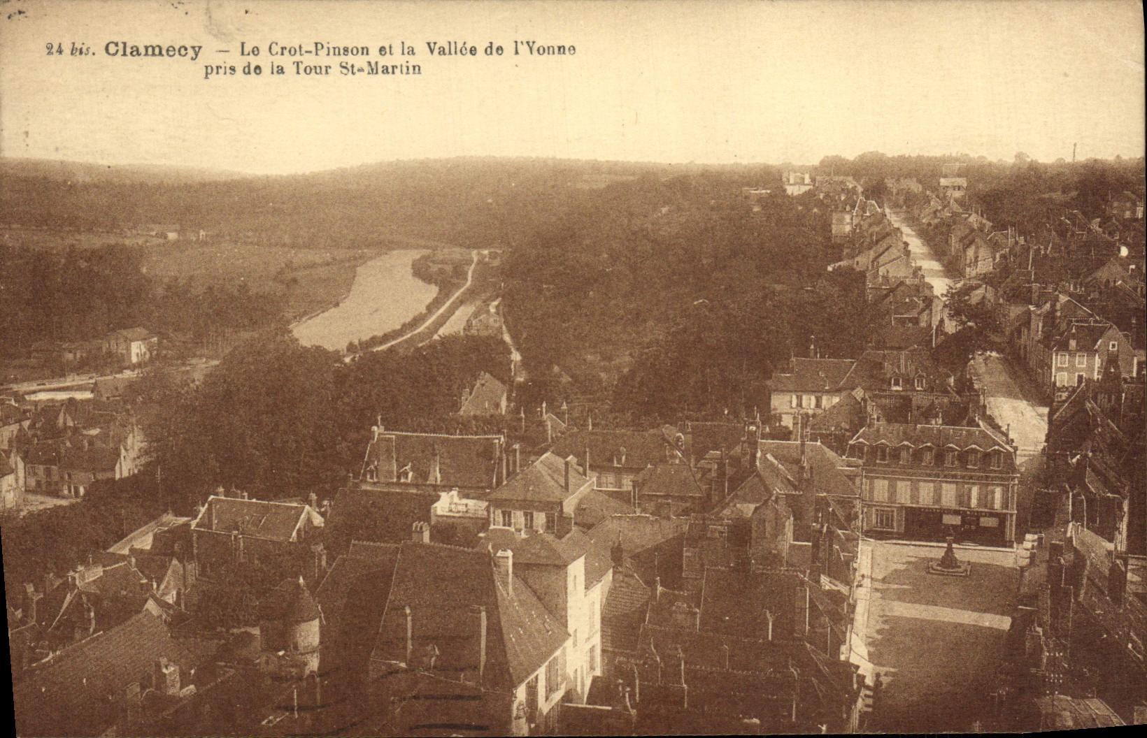 VINTAGE POSTCARD Clamecy Crot Finch and the Valley of Yonne taken of the tower St Martin