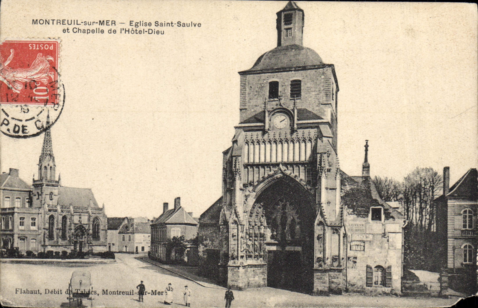 VINTAGE POSTCARD Montreuil on Sea Church Saulve Saint and vault of the hotel God