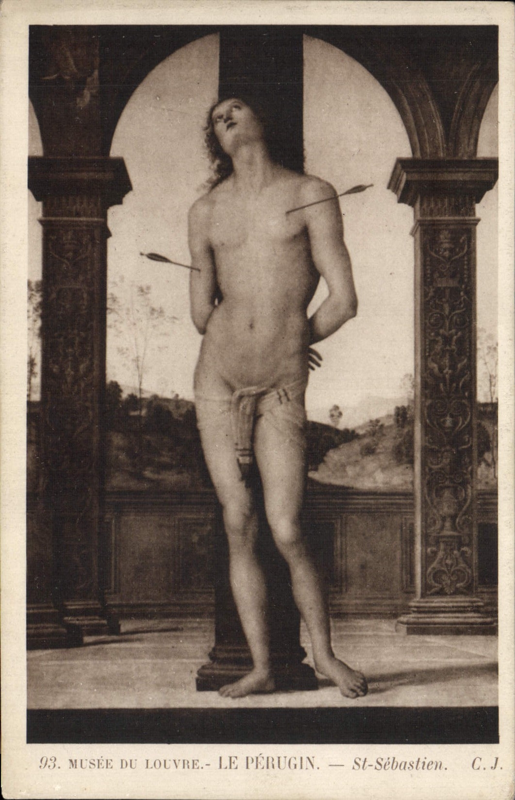 VINTAGE POSTCARD Museum of Louvre Perugin St Sebastien
