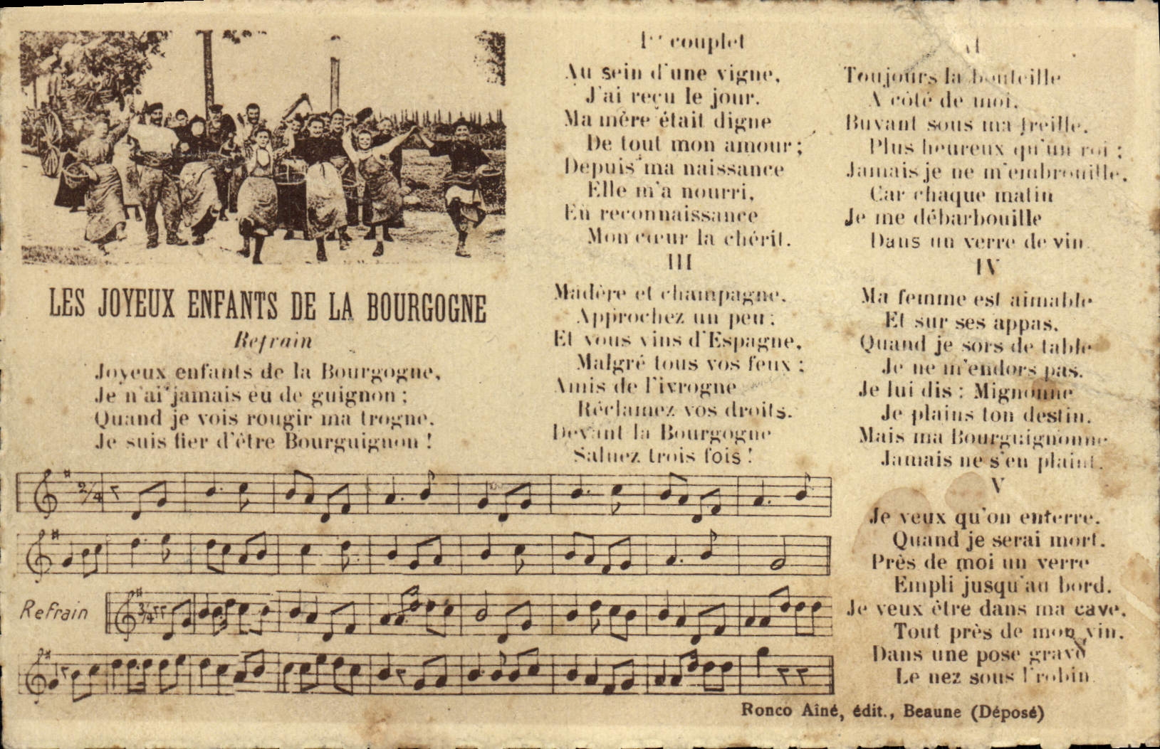 VINTAGE POSTCARD Merry Children Of Burgundy