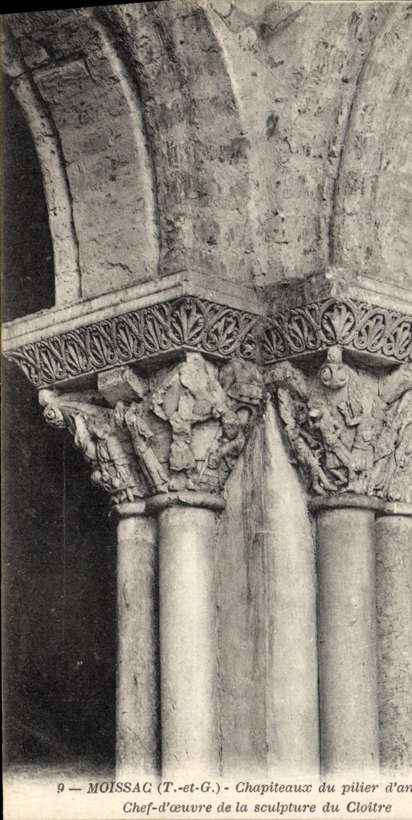 VINTAGE POSTCARD Moissac Capitals of the Pillar of angle Cloister