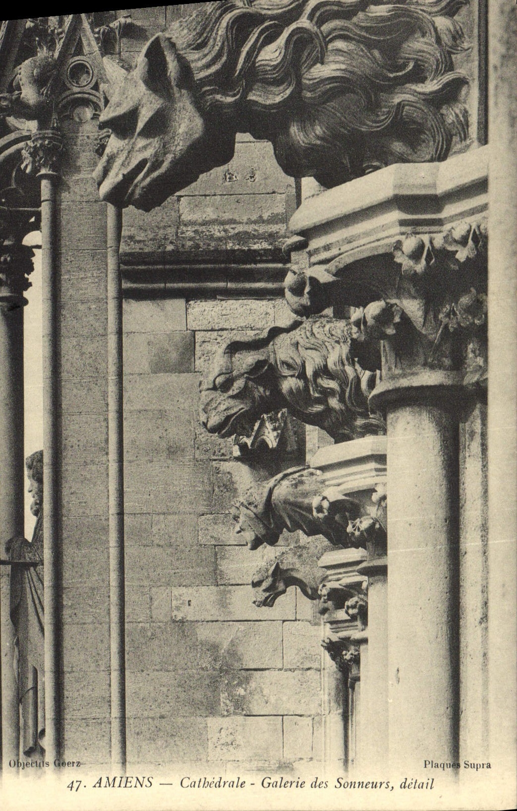 VINTAGE POSTCARD Cathedral of Amiens Gallery of the Bell ringers detail