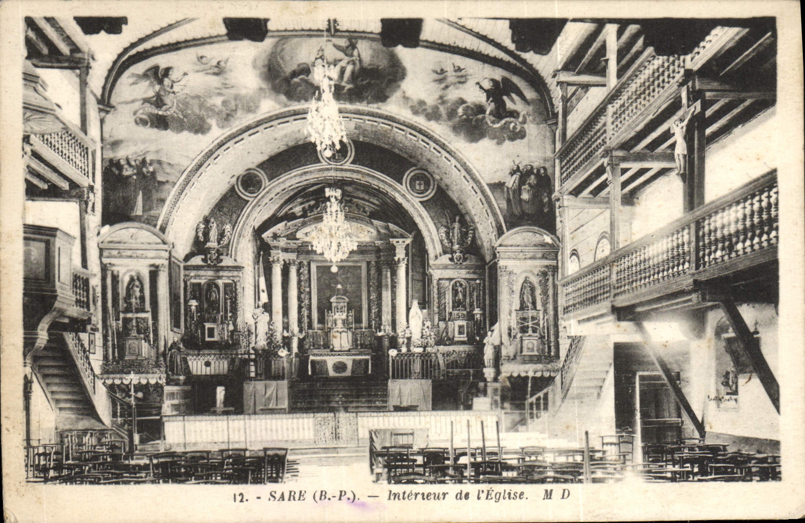 VINTAGE POSTCARD Interior Sare of the Church
