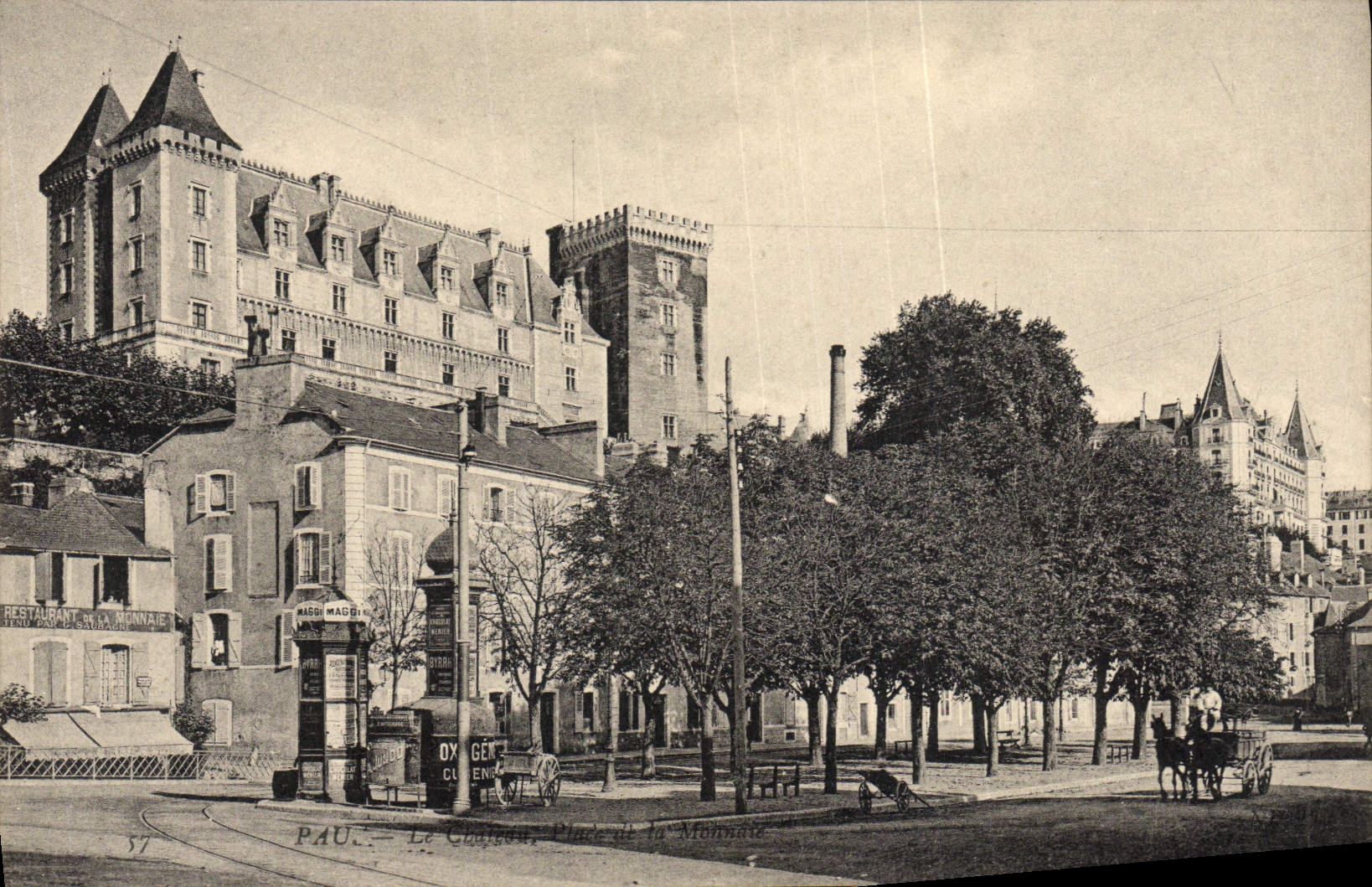 VINTAGE POSTCARD Pau the Castle Places currency