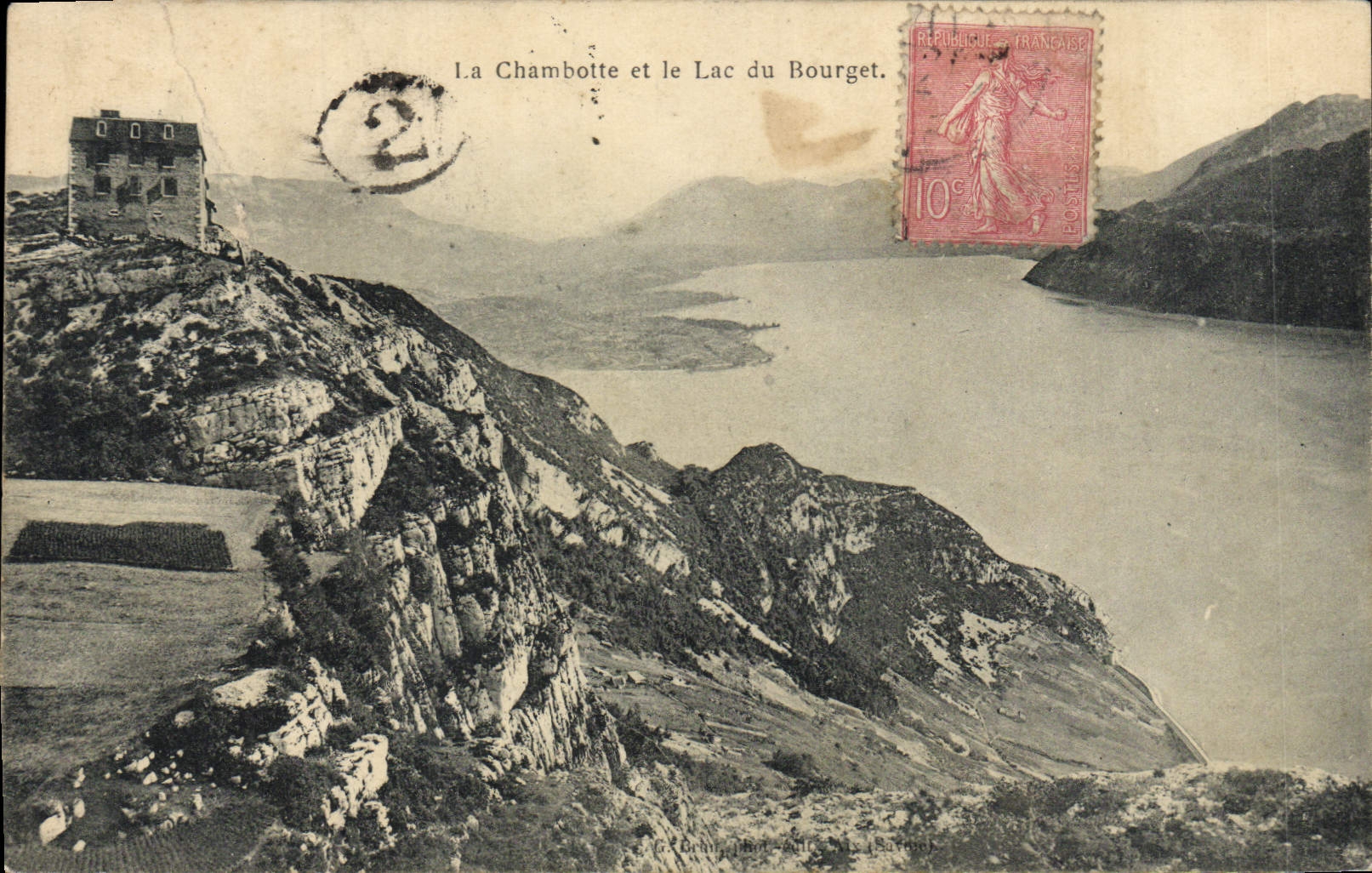 POSTAL Chambotte de la VENDIMIA y el lago de Le Bourget