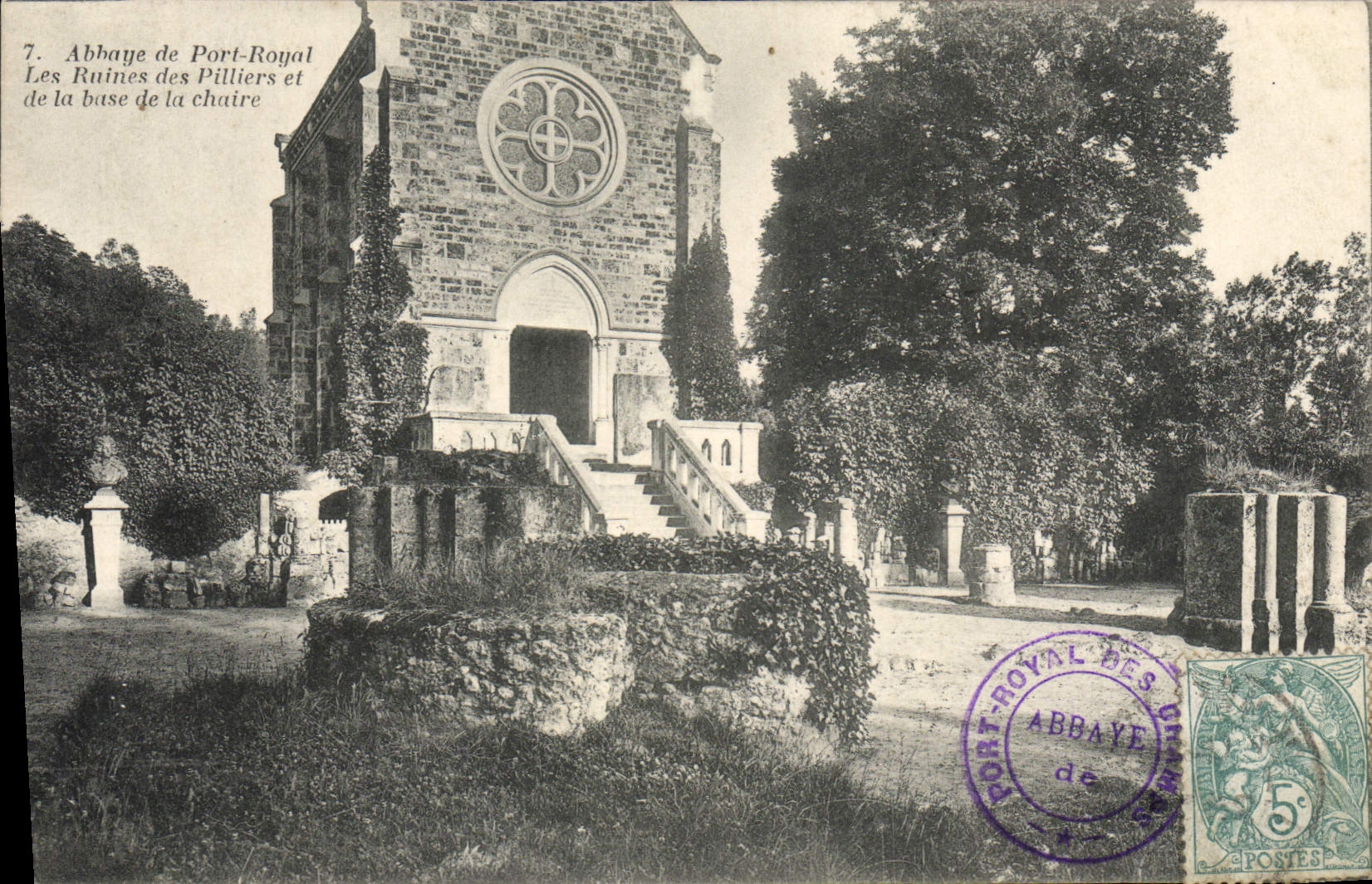 VINTAGE POSTCARD Abbey of Royal Port ruins of the Pillars and the tube of the pulpit
