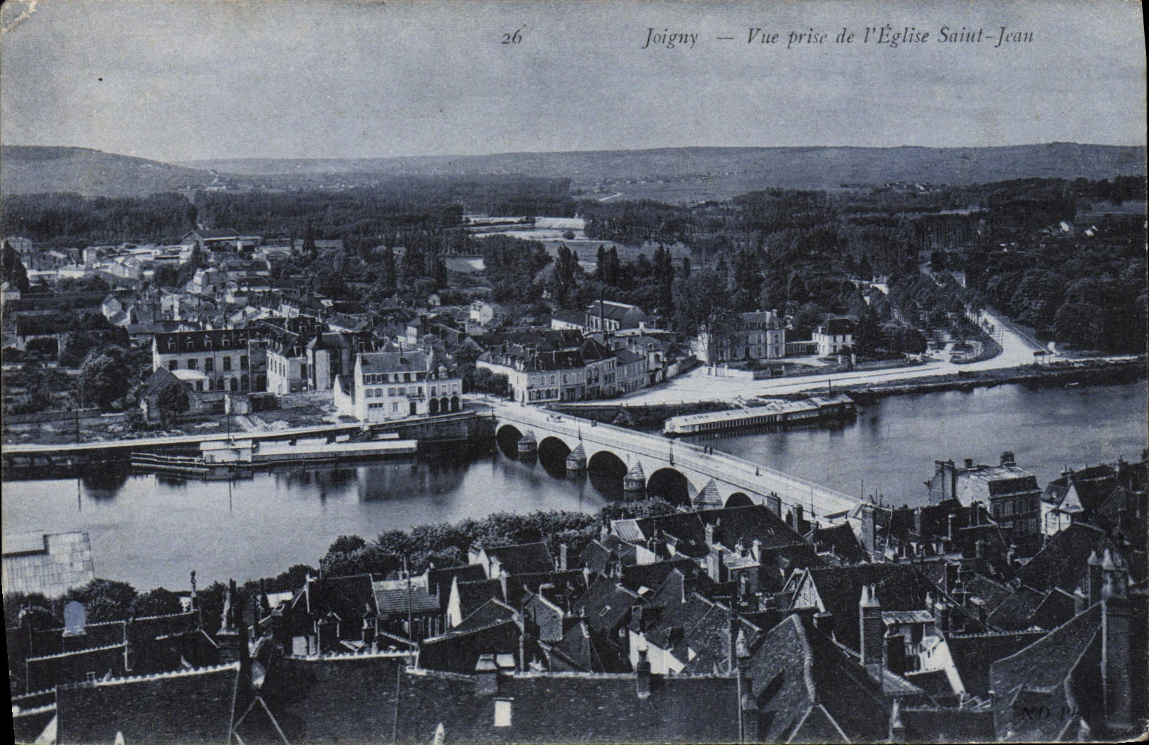 VINTAGE POSTCARD Joigny Seen from of the Church Jean Saint