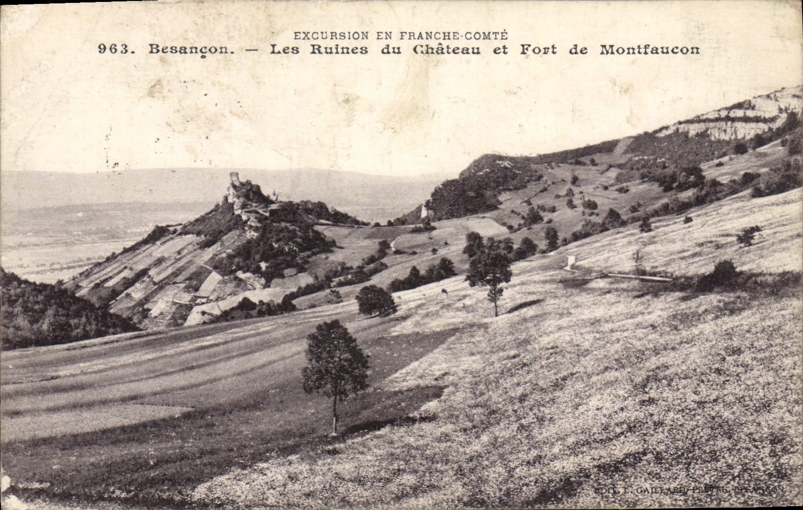 VINTAGE POSTCARD Besacon Ruins of the Castle and Strong of Montfaucon