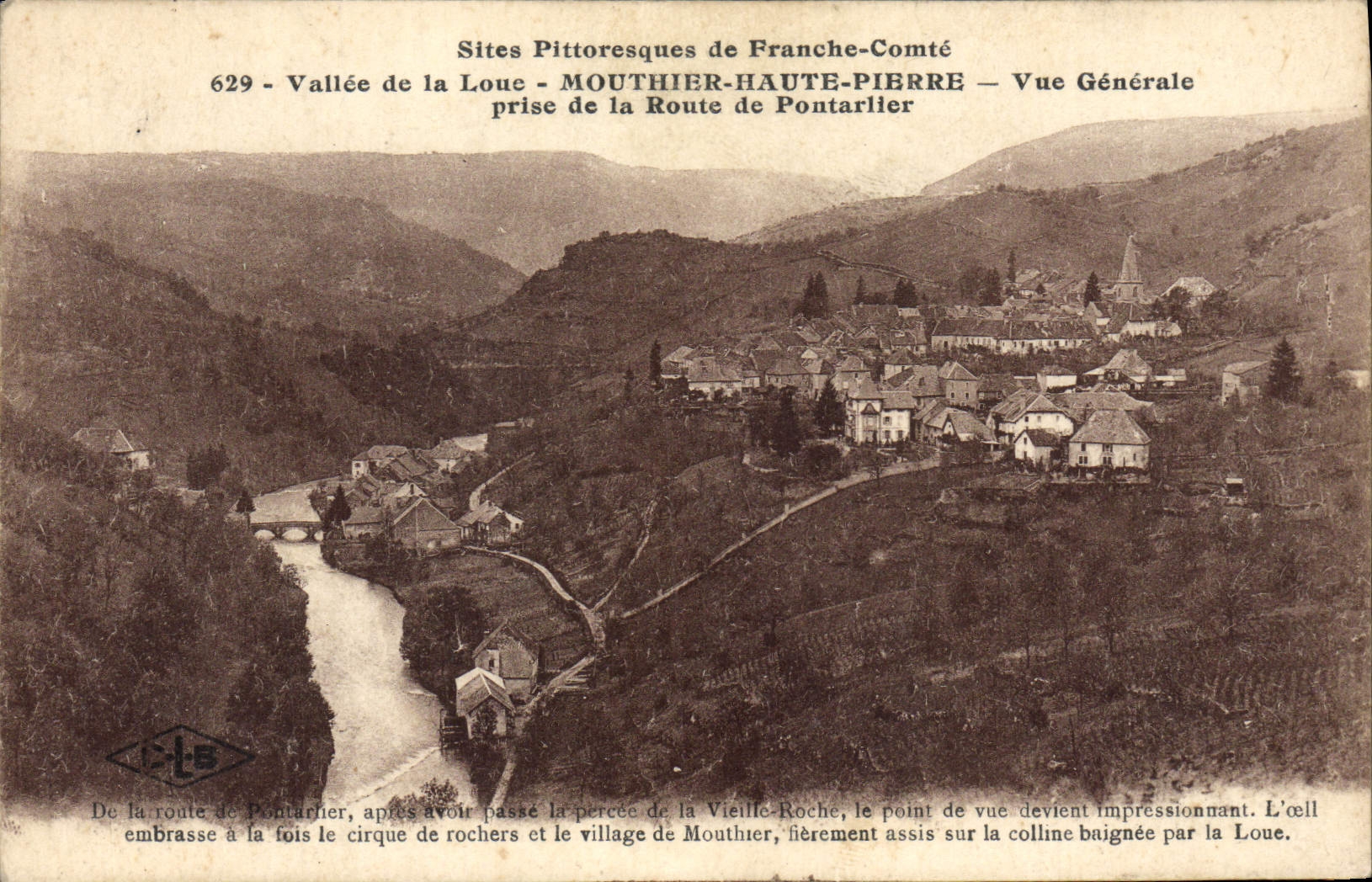 VINTAGE POSTCARD Vallee of Rents Mouthier High Pierre View taken of the road of Pontarlier