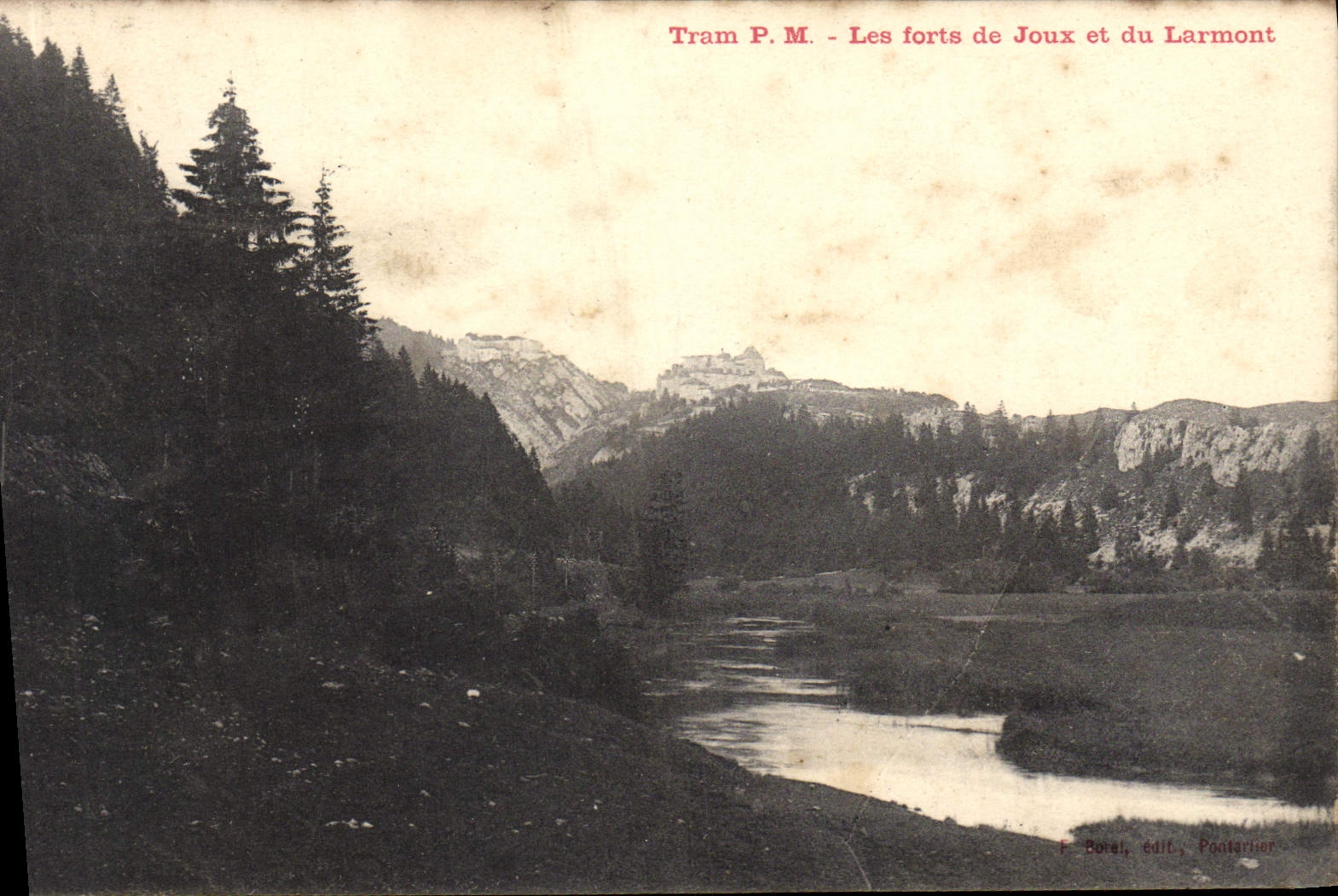 VINTAGE POSTCARD Tram Forts of Joux and Larmont