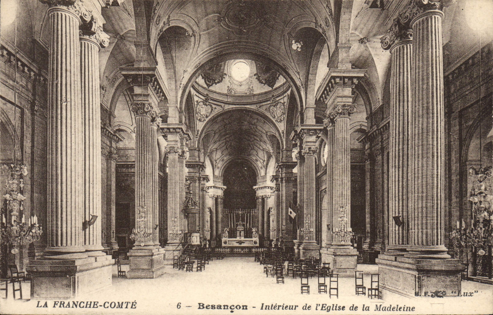 VINTAGE POSTCARD Interior Besancon of the Church of the Madeleine