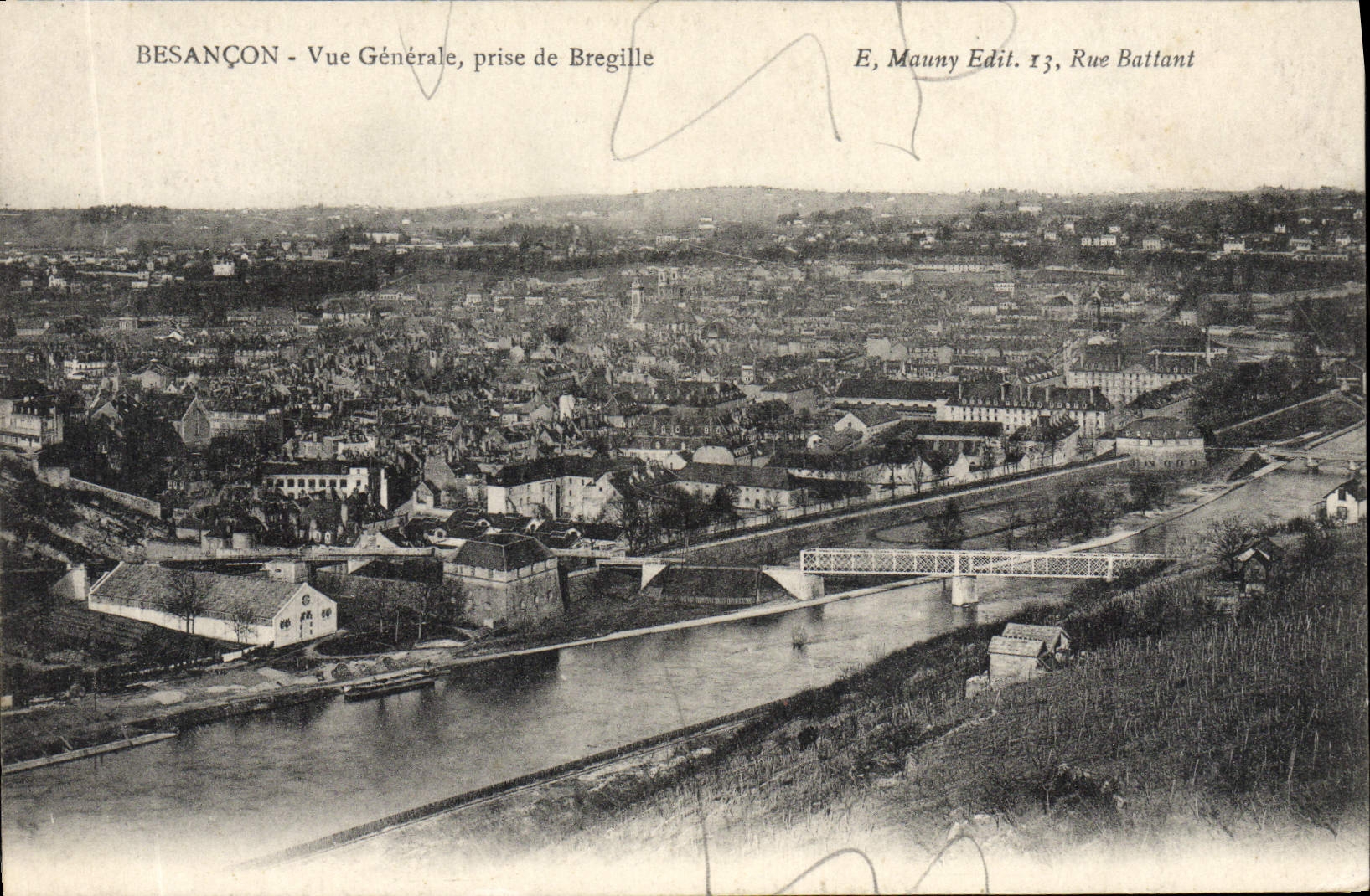 VINTAGE POSTCARD Besancon View taken of Bregille
